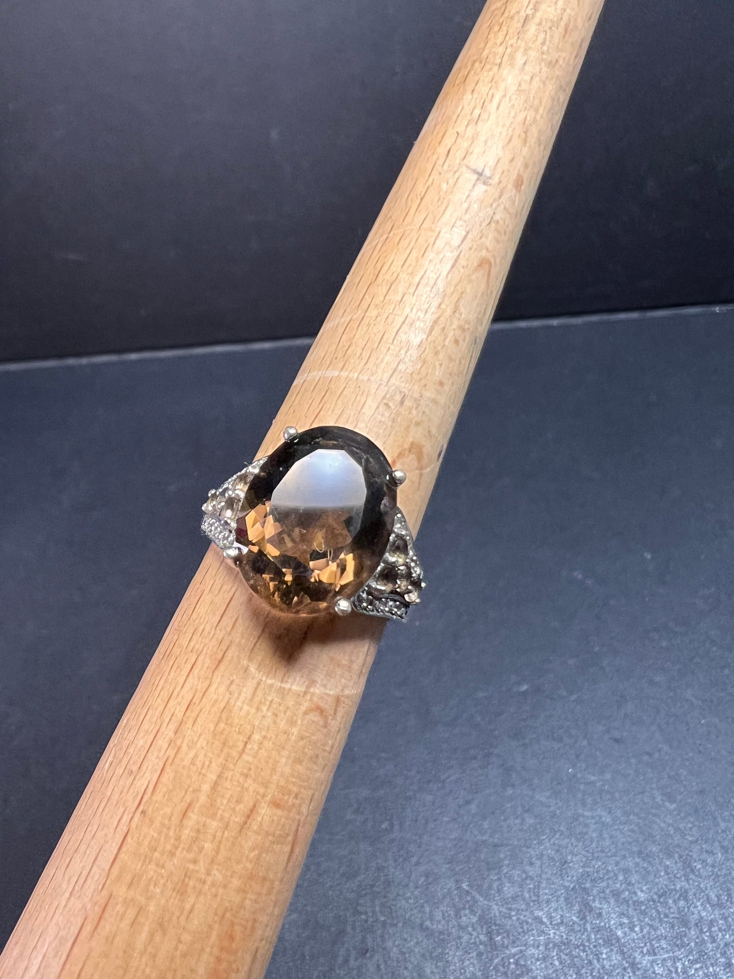 Smoky quartz Sterling silver ring size 8