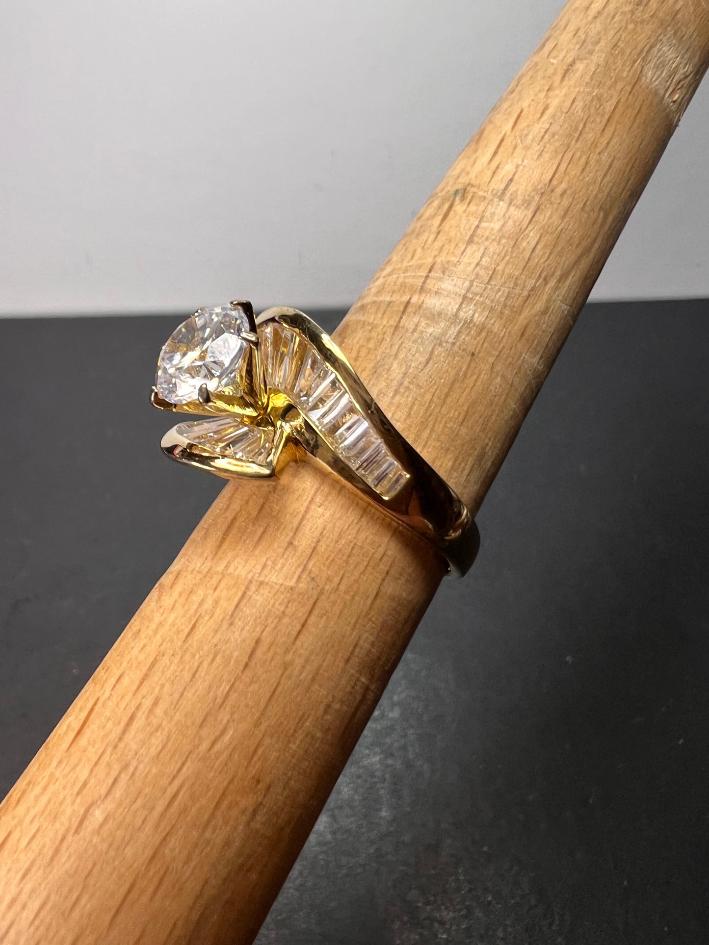 Gold vermeil over Sterling silver 925 CZ ring size 8