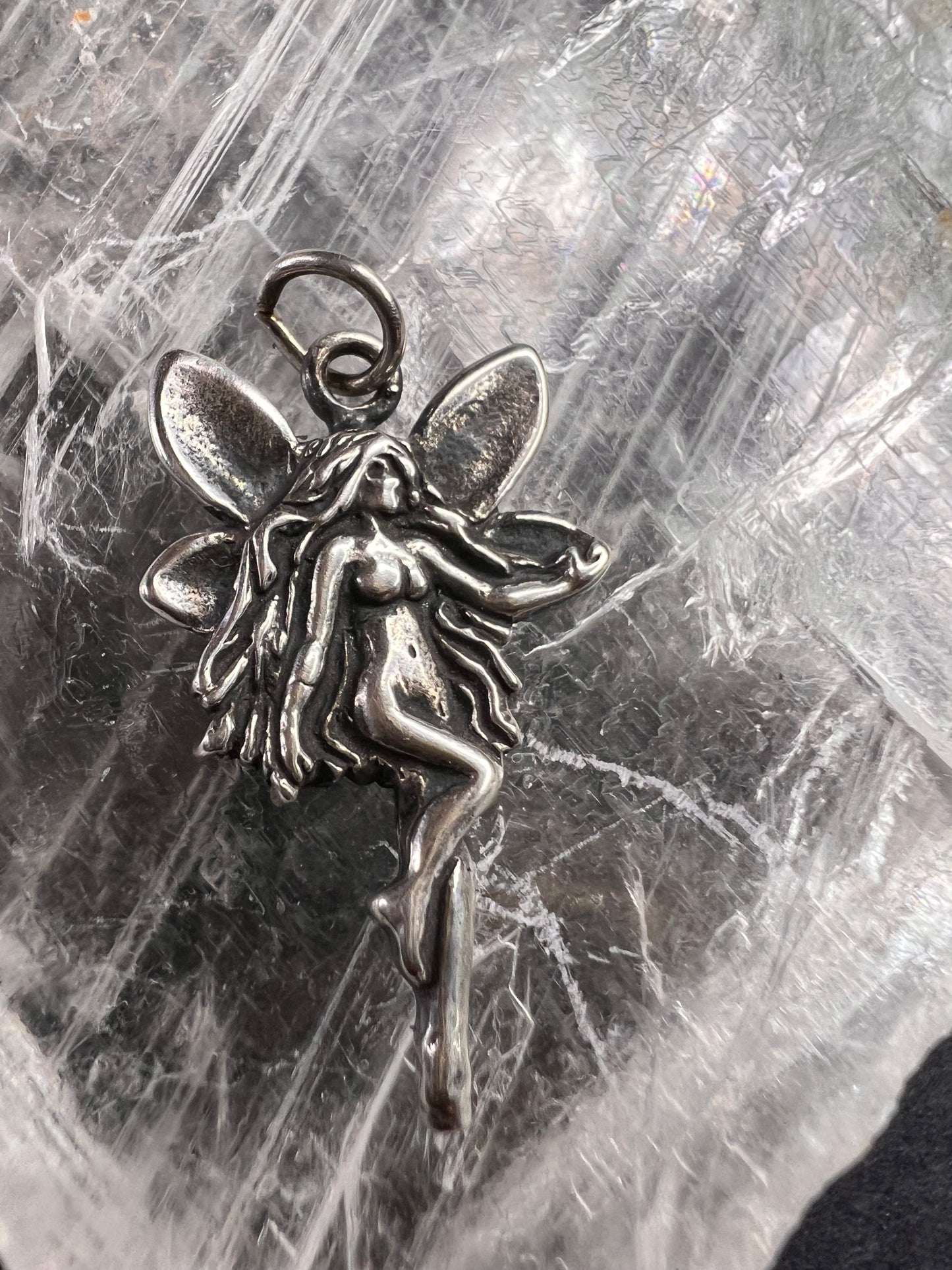 Vintage Sterling Silver Fairy Pendant 925 Fantasy Charm