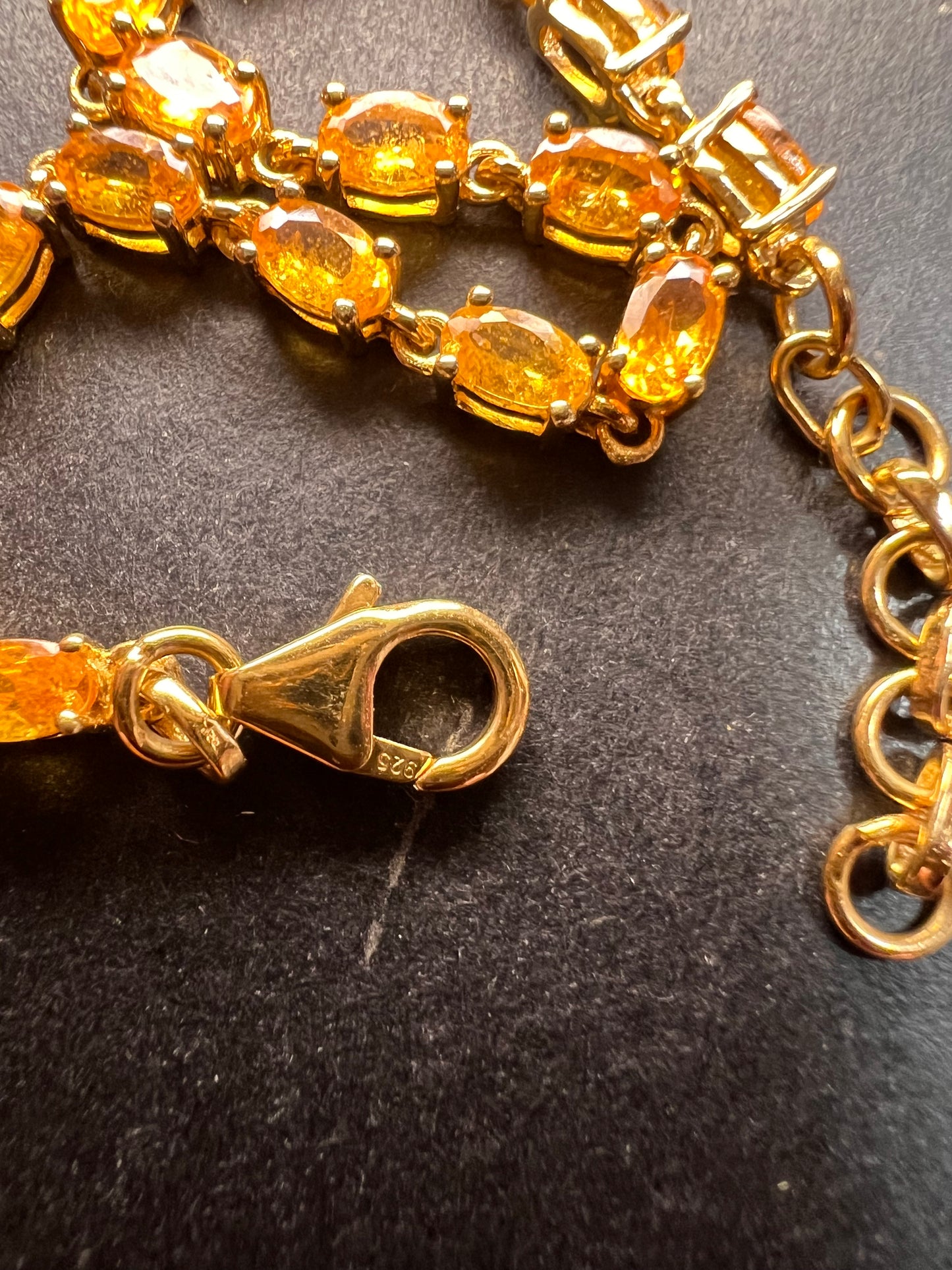 Yellow spessartine garnet tennis bracelet in gold over sterling silver