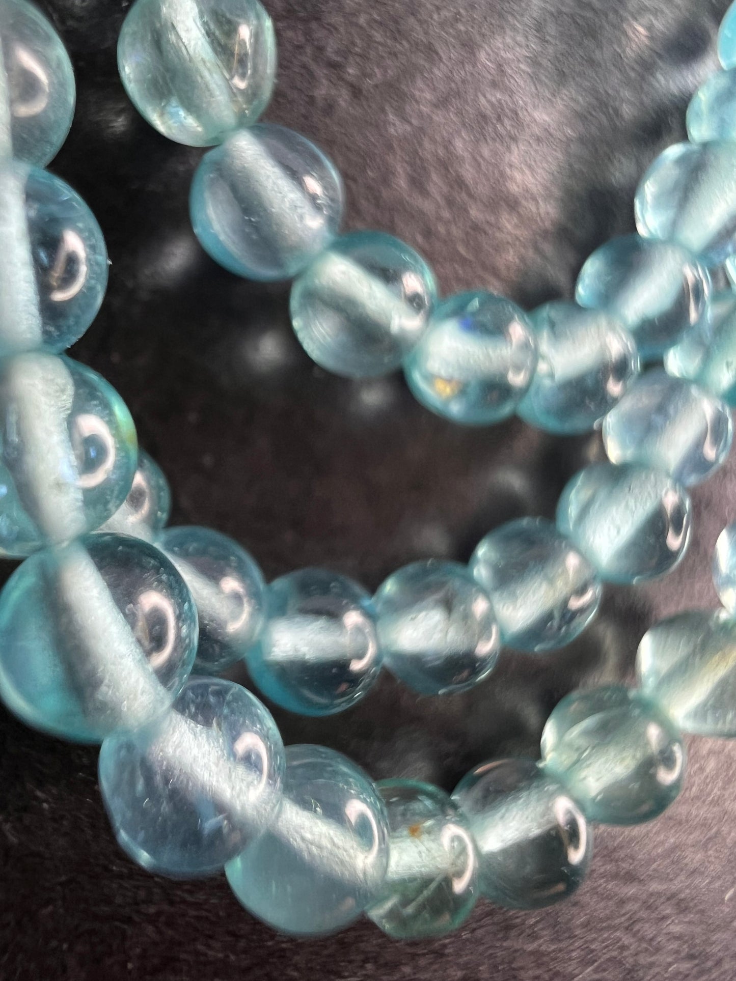 Blue apatite 2mm beaded necklace with sterling silver clasp