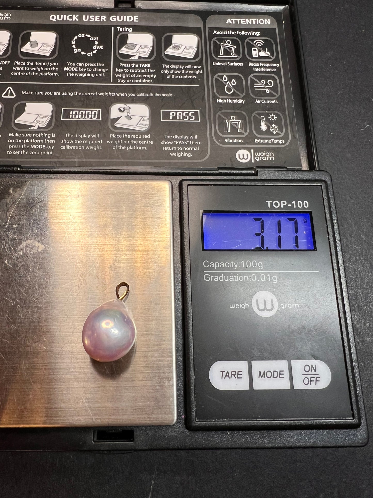 14k rose gold mauve pink baroque pearl pendant