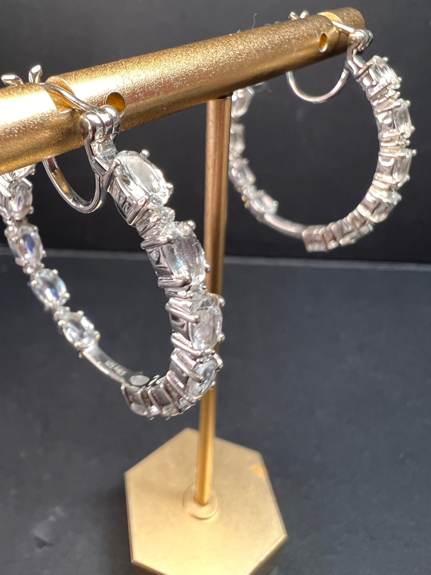 NEW Petalite and zircon inside out hoop earrings in platinum over sterling silver