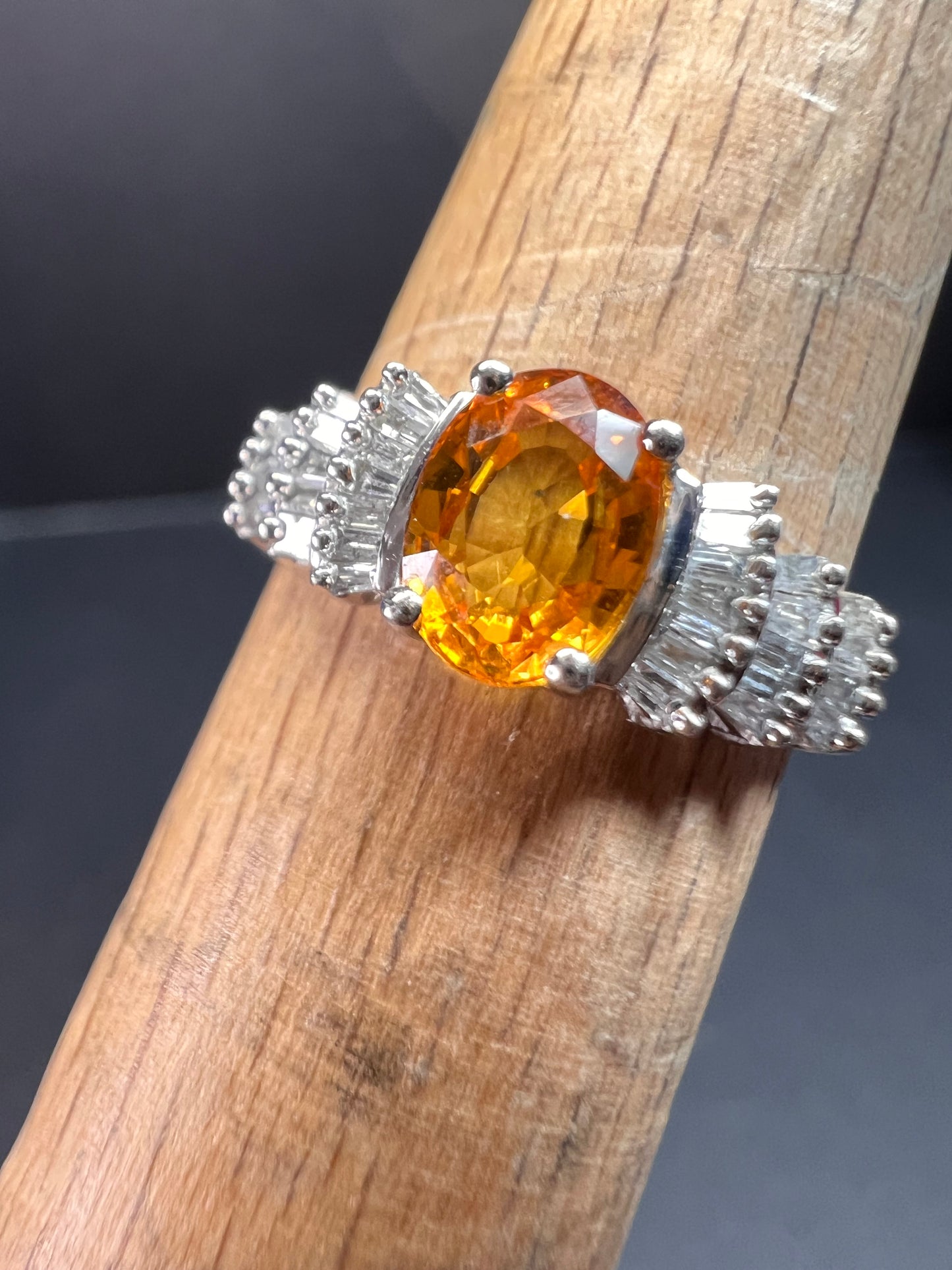 14k white gold yellow sapphire and diamond ring size 7