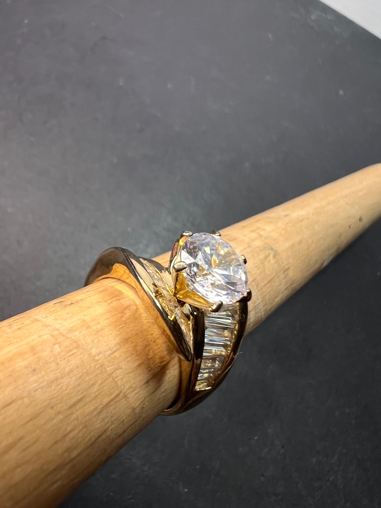 Gold vermeil over Sterling silver 925 CZ ring size 8