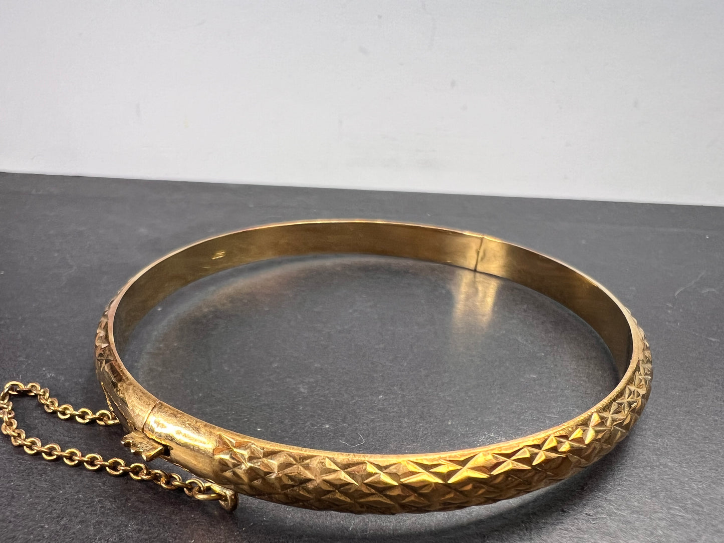 18k yellow gold over sterling silver hollow bangle bracelet