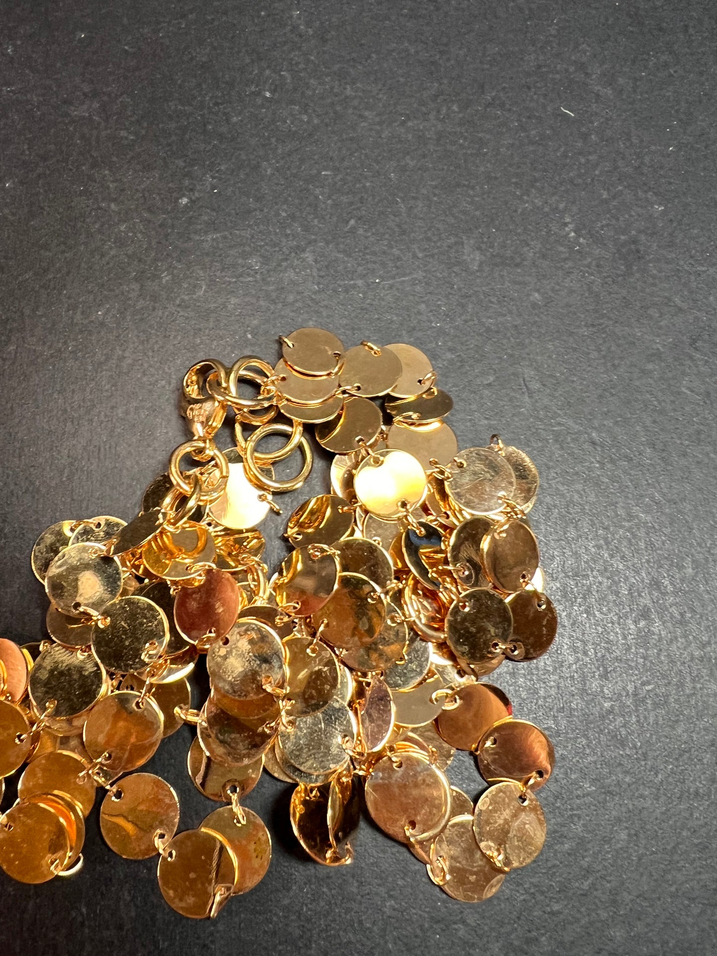 Italian 18K Gold Plated Disc Necklace 32 Inch Adjustable Layered Chain