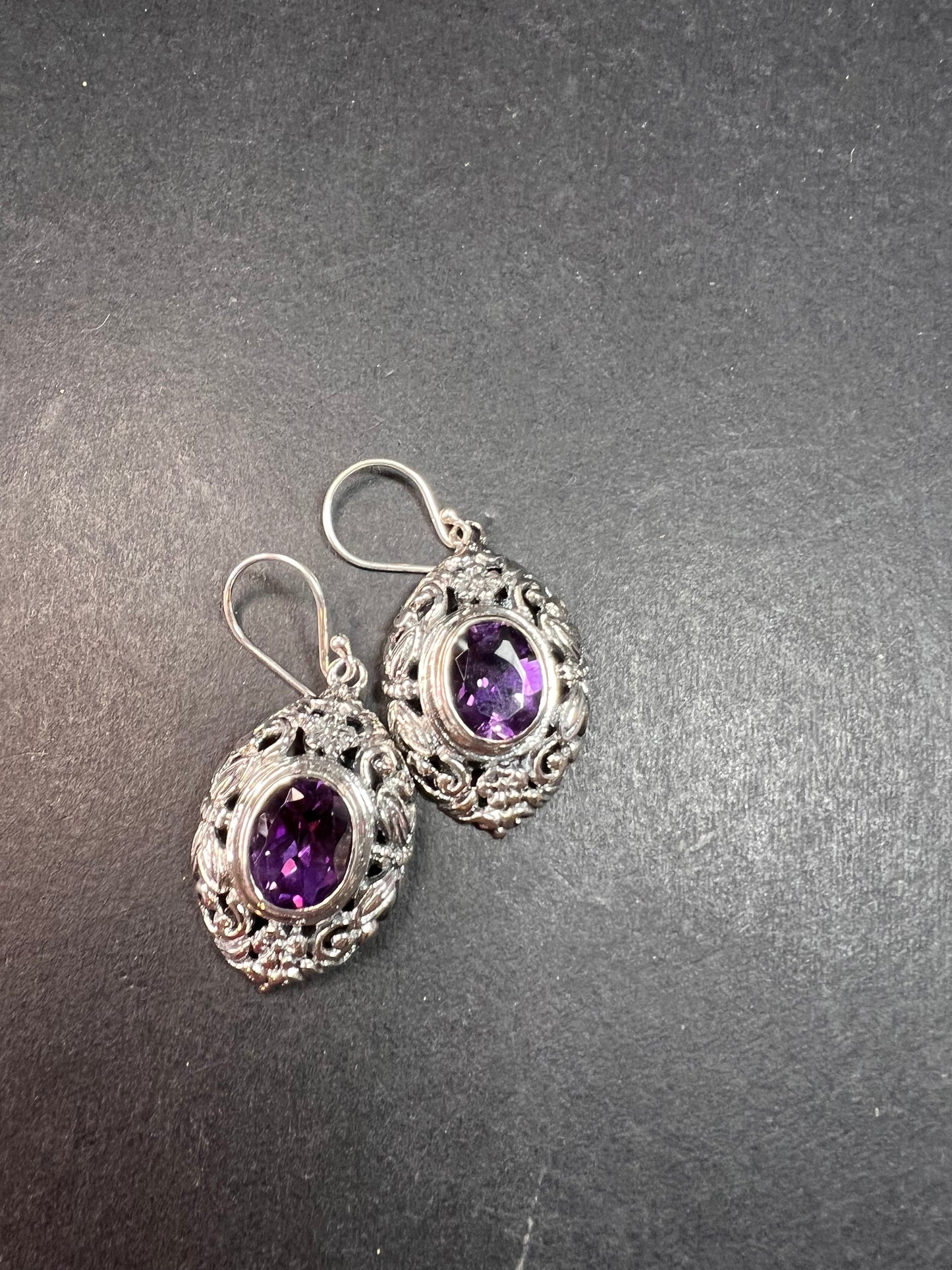 NEW Bali rose de France amethyst sterling silver dragonfly earrings