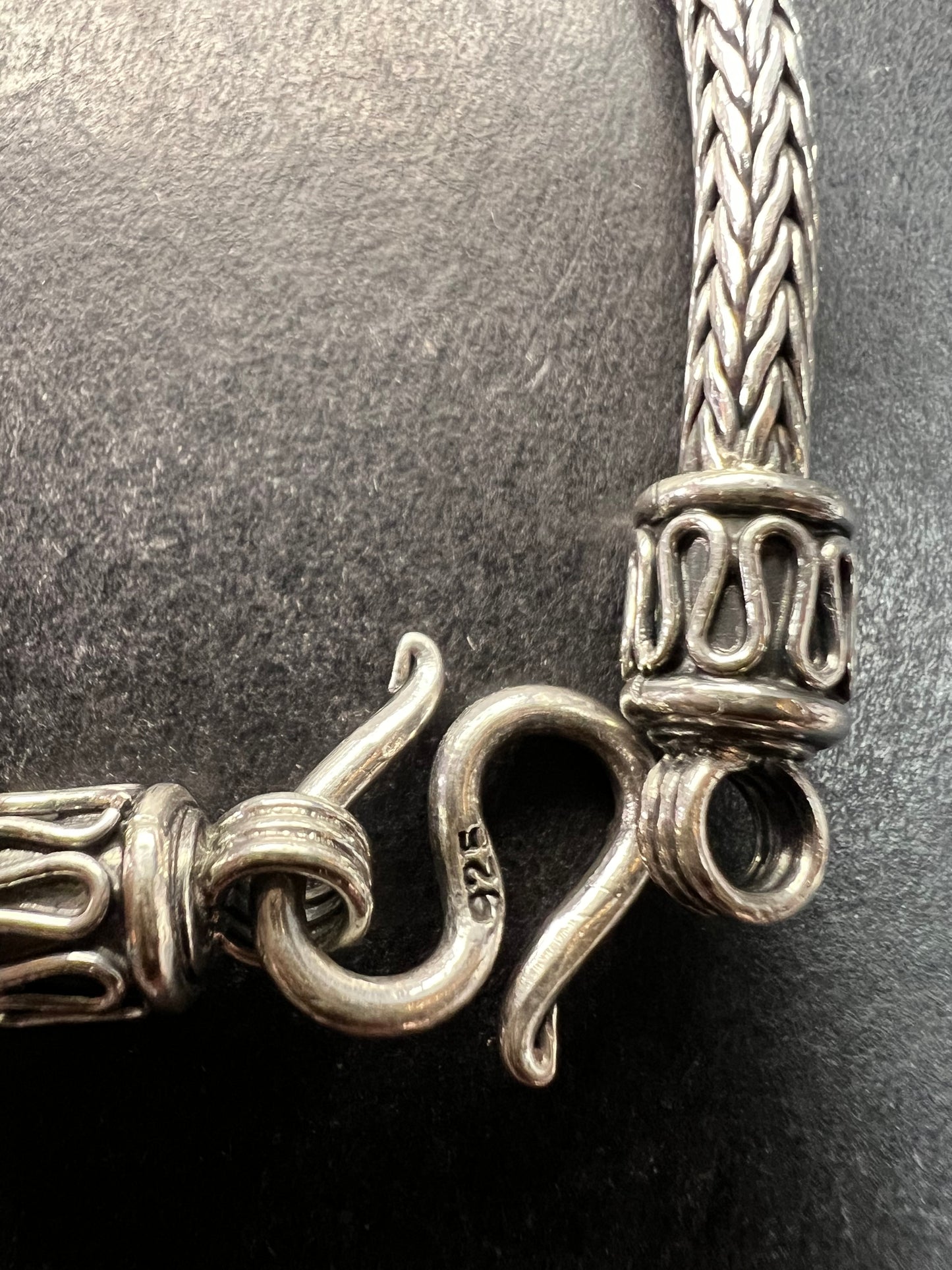 Vintage Sterling Silver Bali Byzantine Woven Hook Bracelet 8” 31g