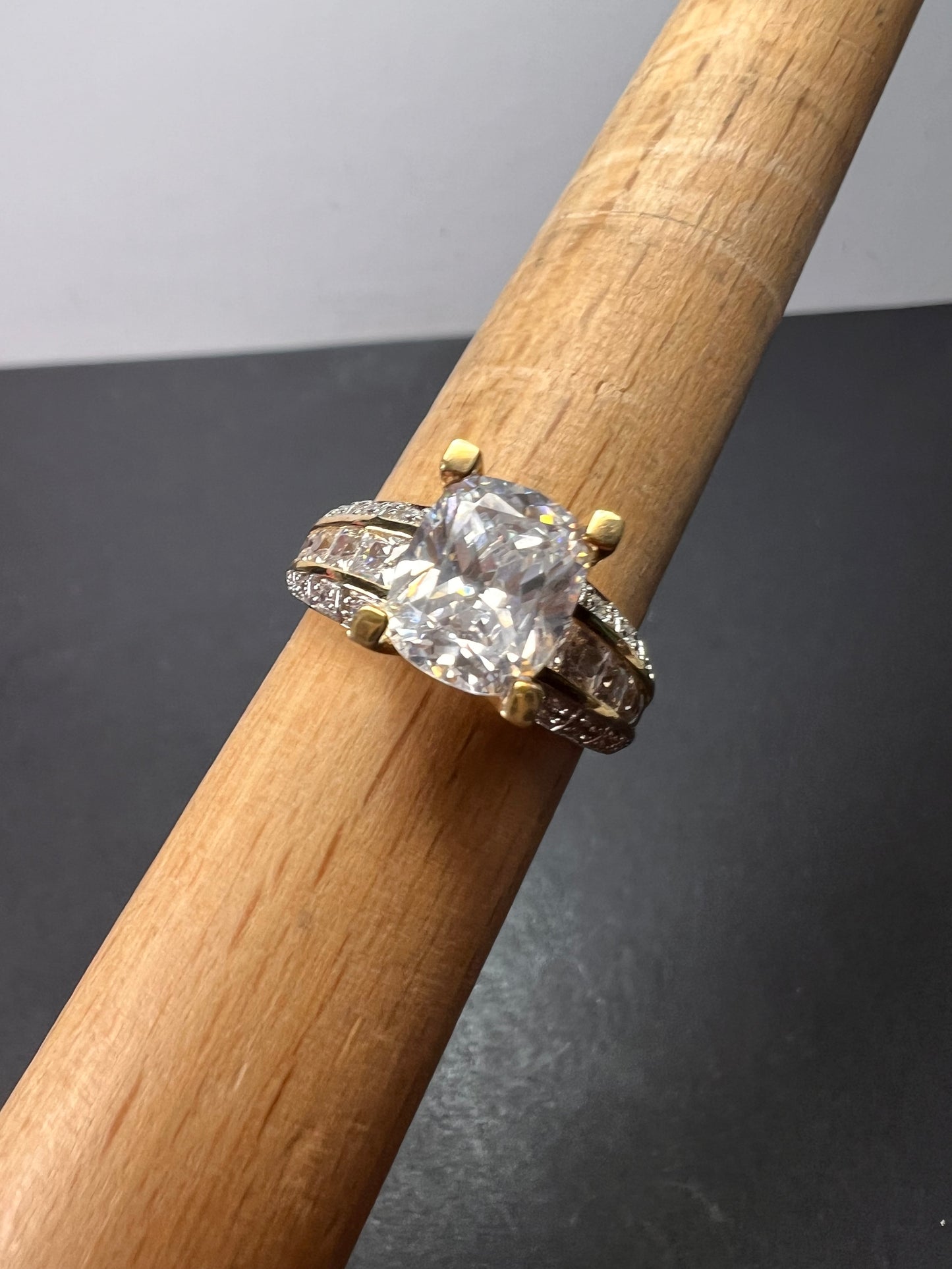 Cubic Zirconia 18k Yellow Gold Over Silver Ring 7.77ctw size 9