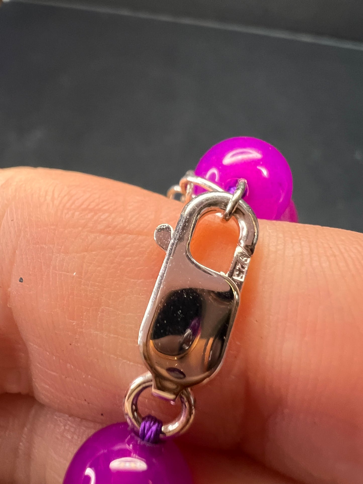 NEW purple agate 18 inch necklace with sterling silver clasp