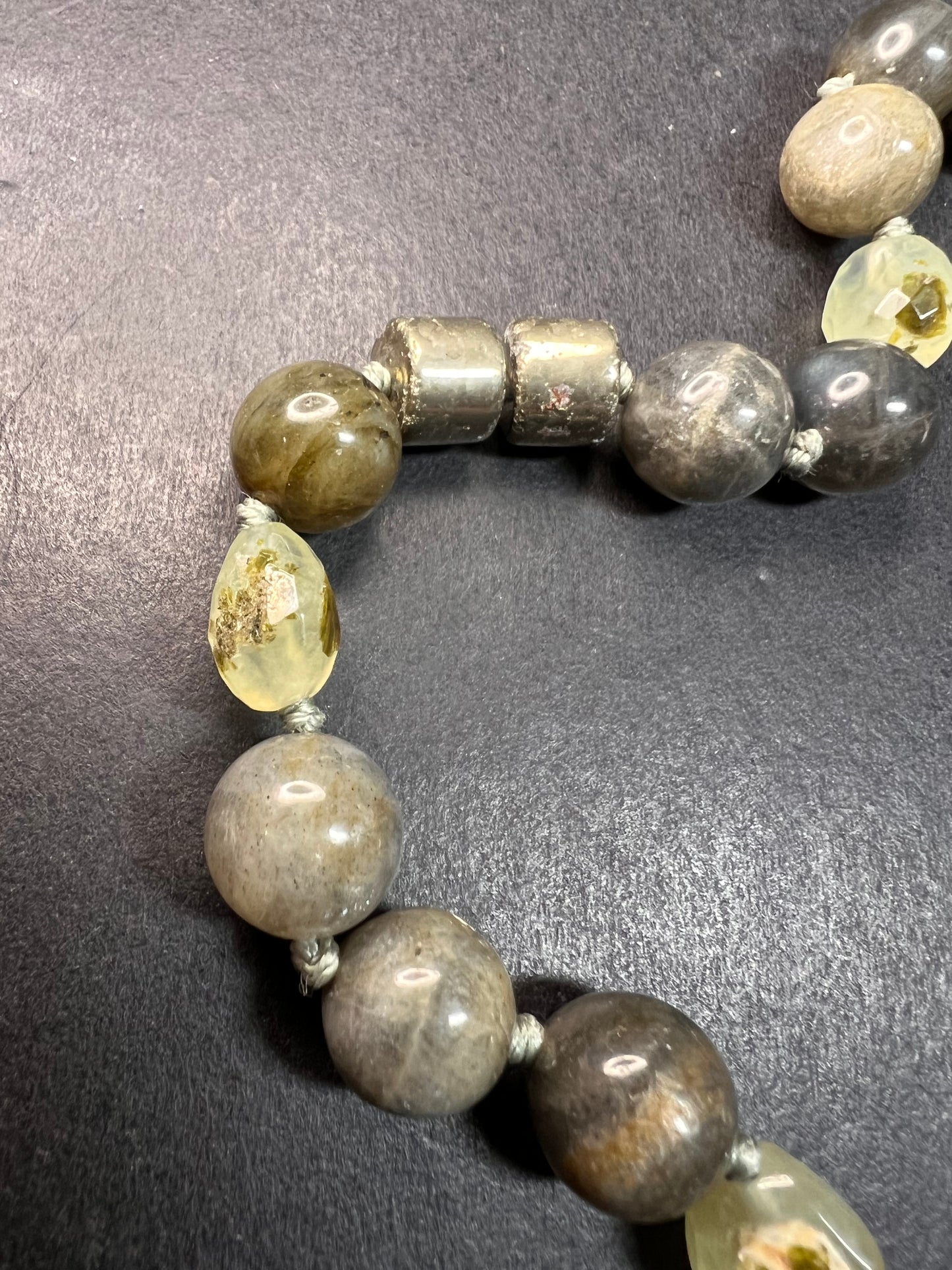 NEW pyrite and labradorite 32 inch necklace with sterling silver clasp