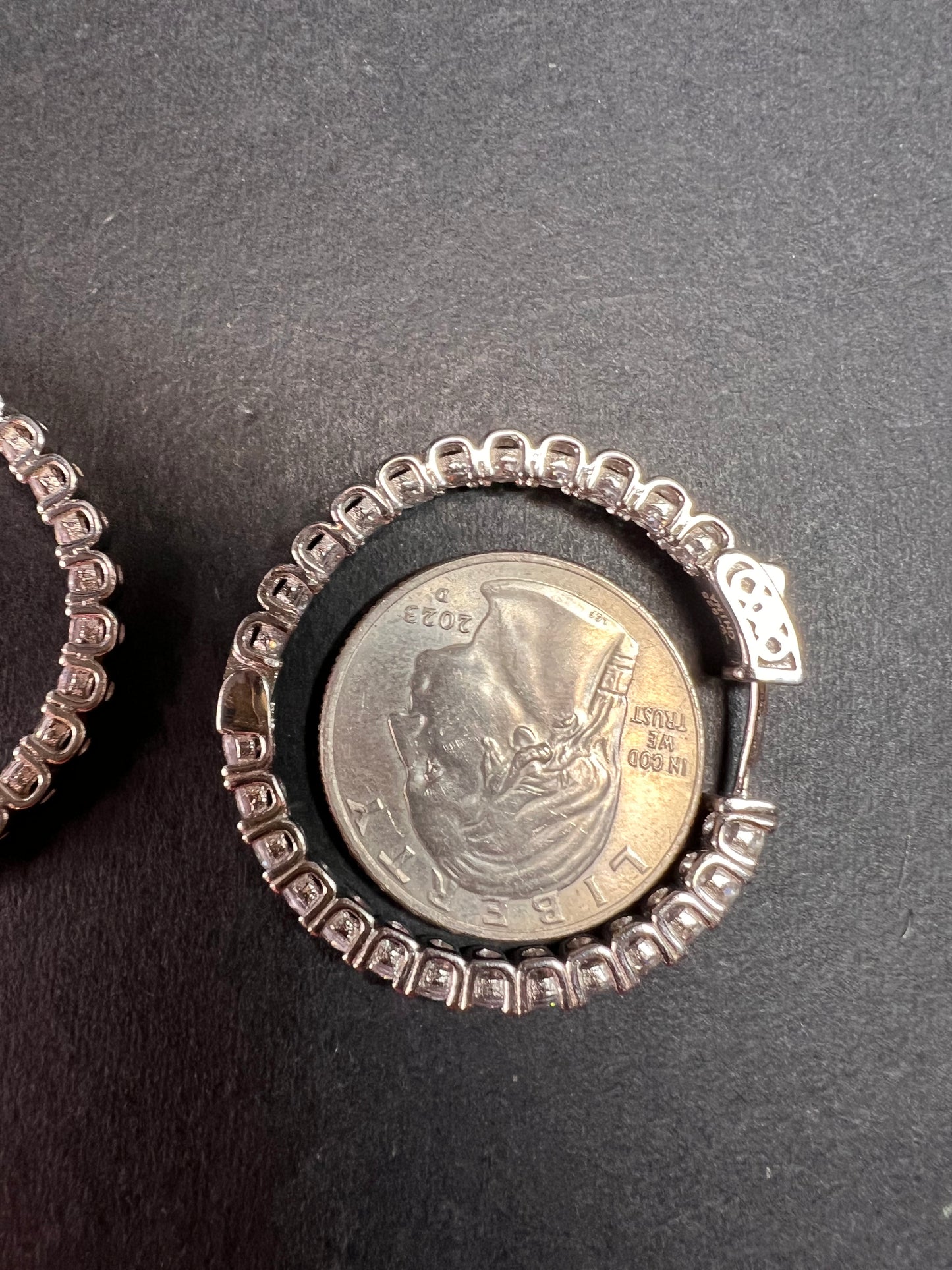 CZ inside out hoop earrings in sterling silver