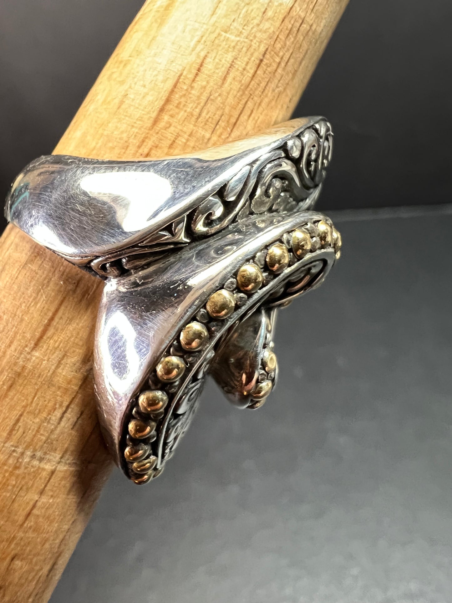 Samuel B Bali Sterling Silver Ring w 18K Gold Accents Size 6