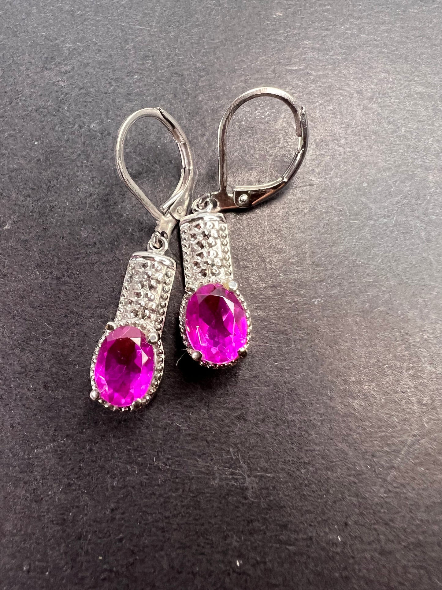 Radiant orchid quartz dangle earrings in stainless steel *NEW*