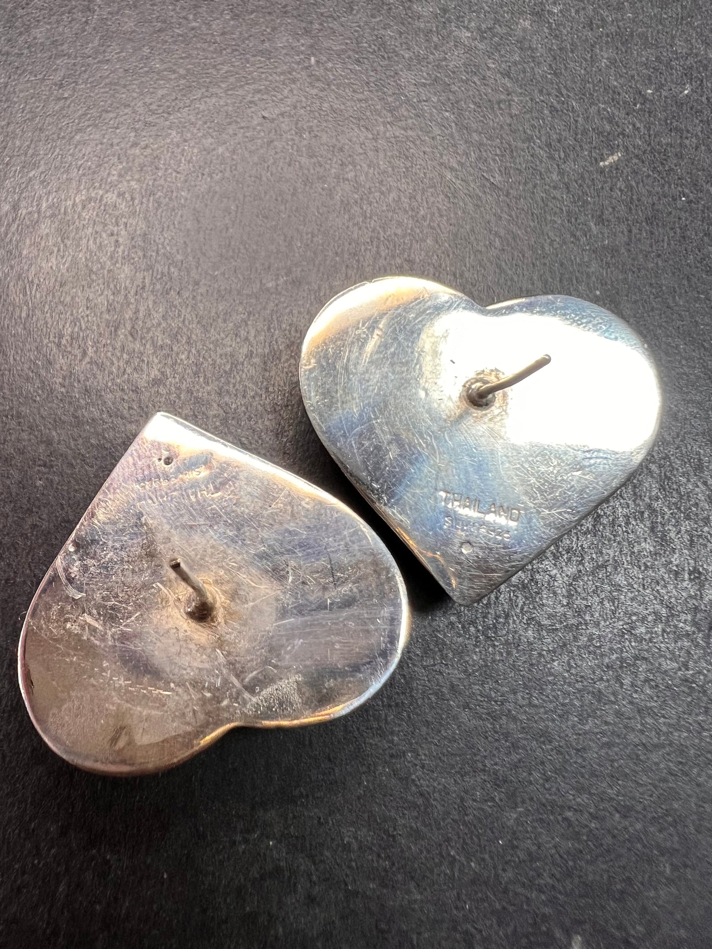 Vintage sterling silver puffy heart earrings