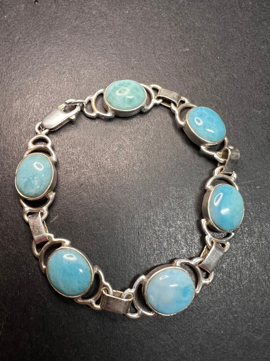 Vintage larimar sterling silver 7.5 inch bracelet