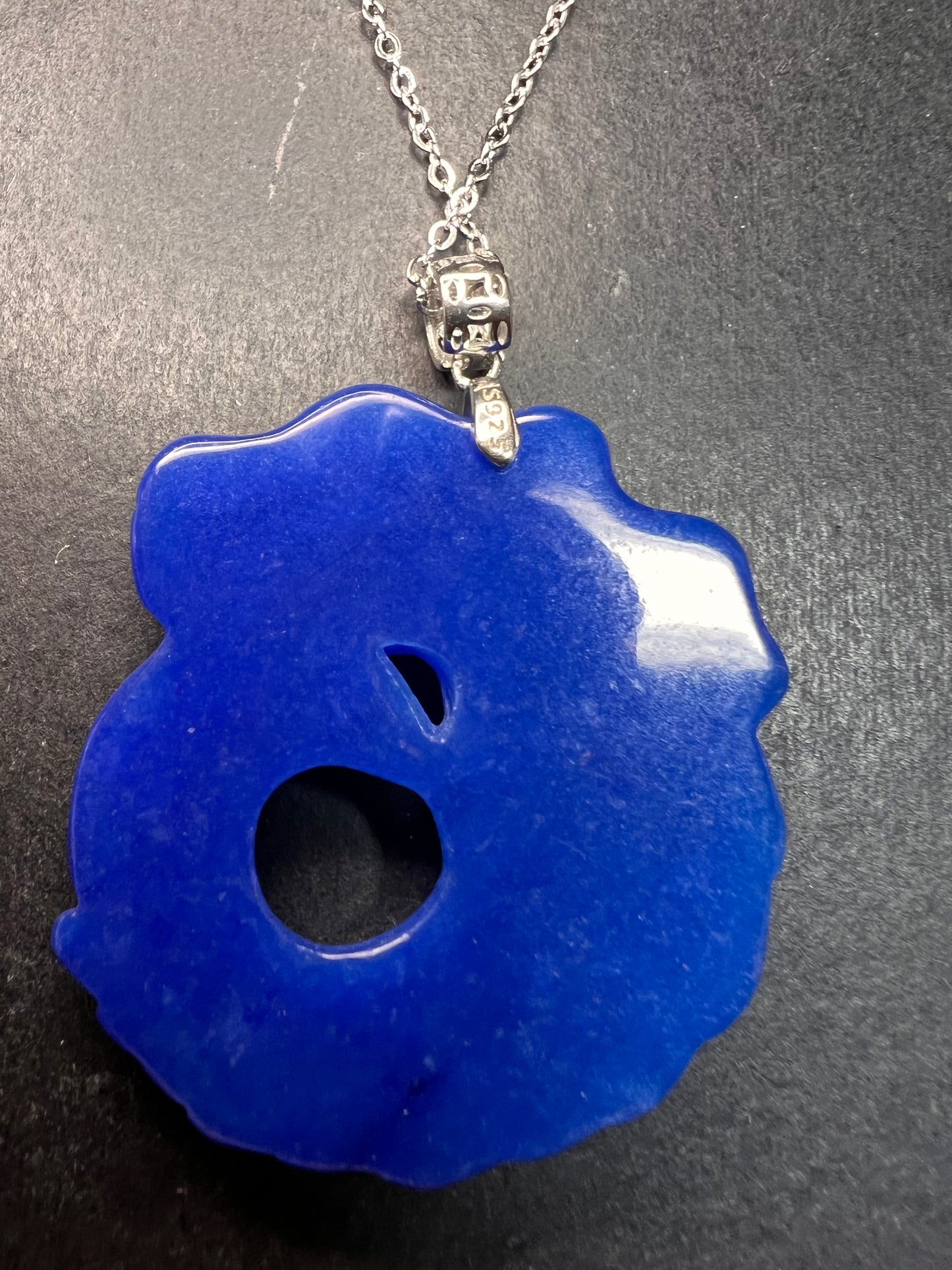 NEW Blue Jade dragon sterling silver pendant and chain