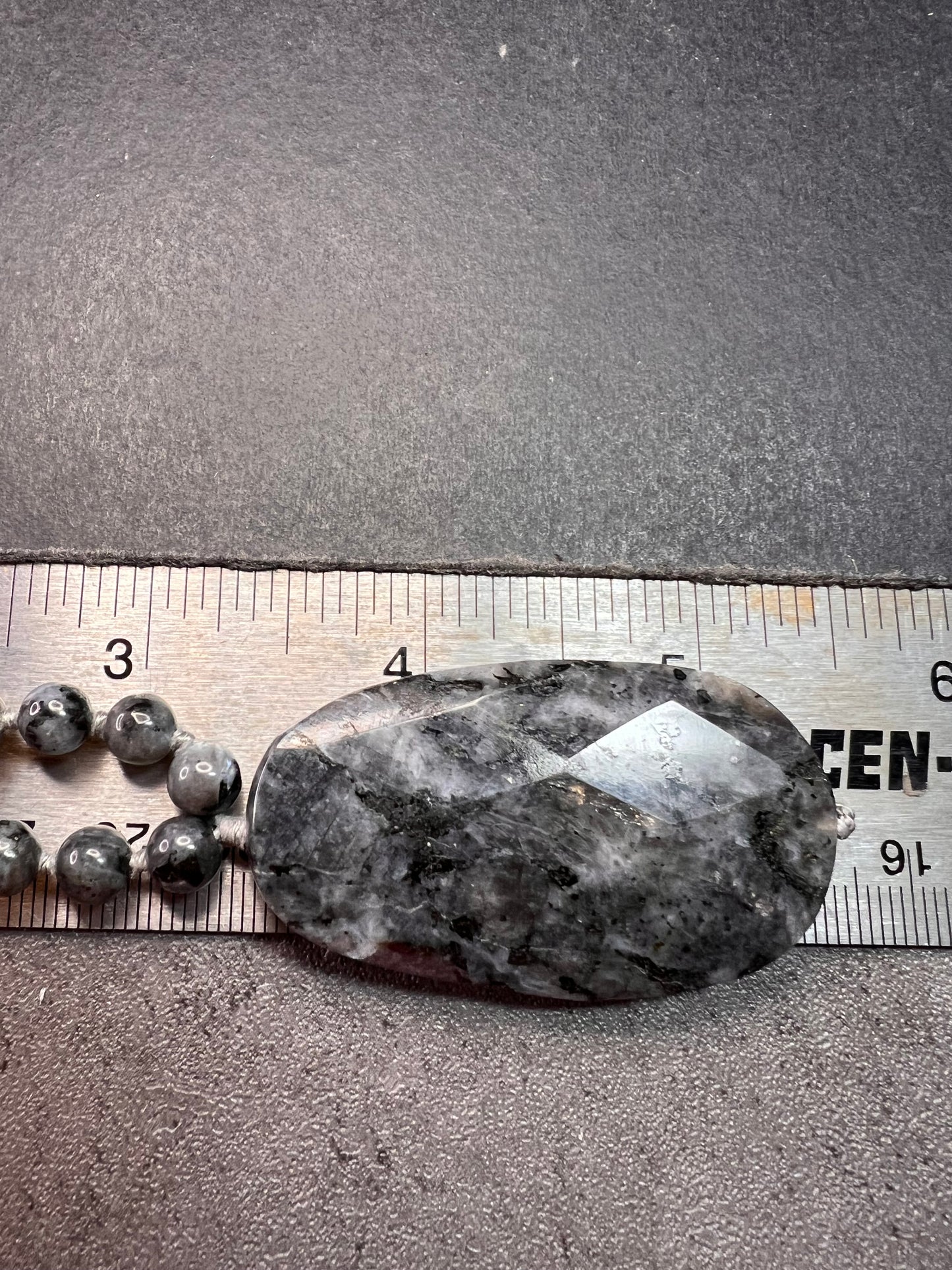 NEW Larvakite 30 inch necklace with pendant