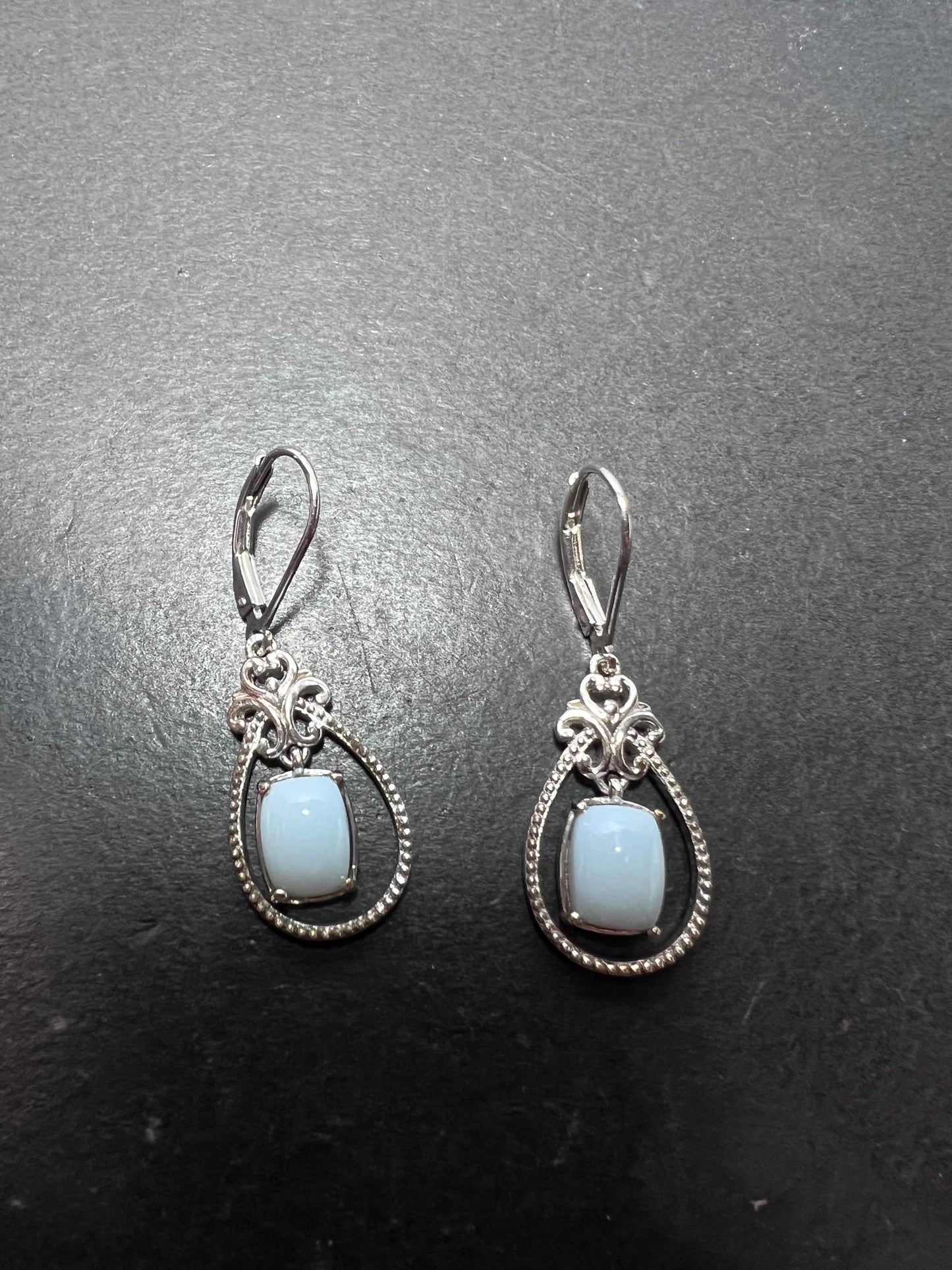 Blue opal Sterling silver dangle earrings