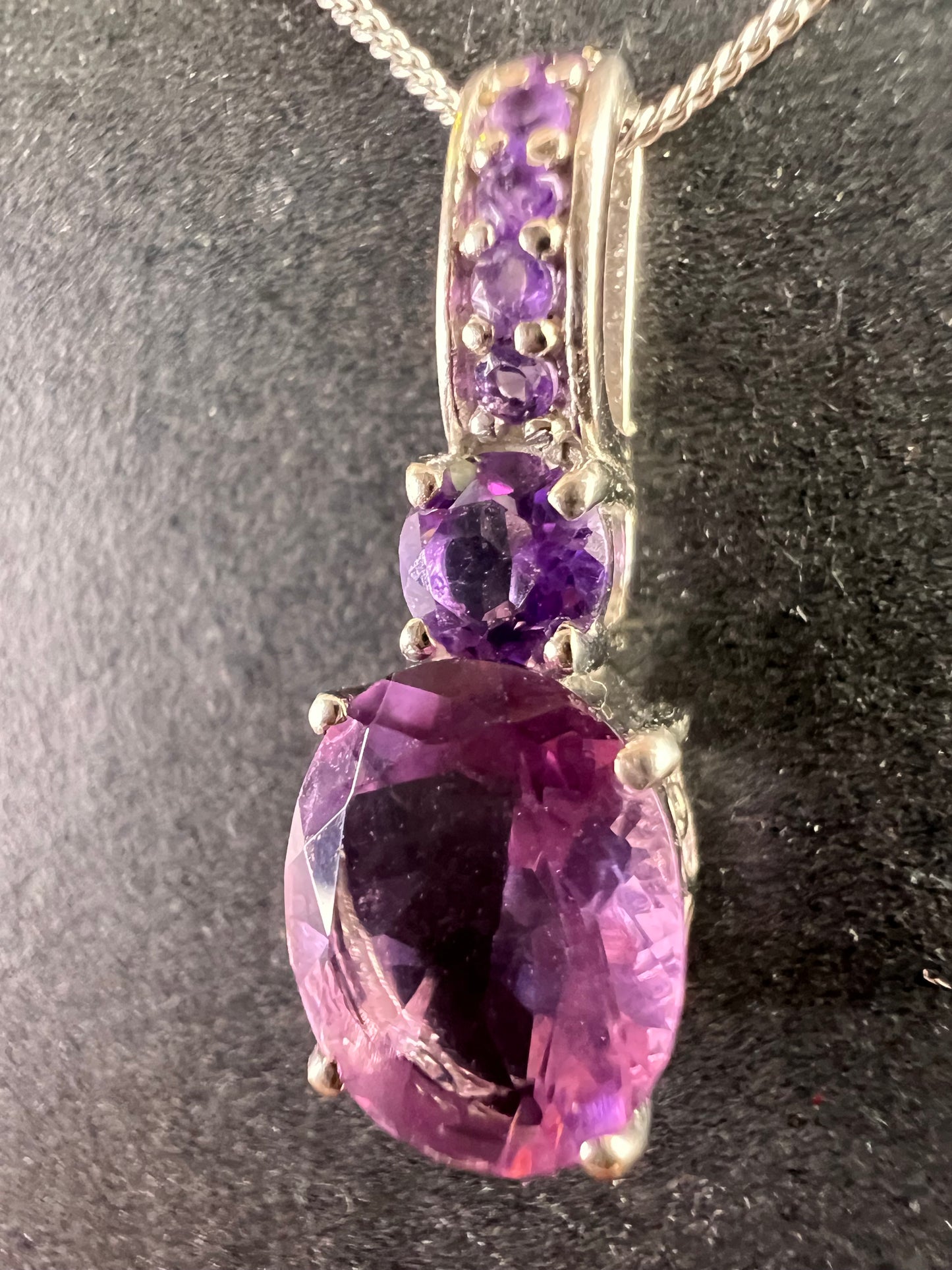 Purple fluorite multi stone sterling silver pendant with 20 inch chain