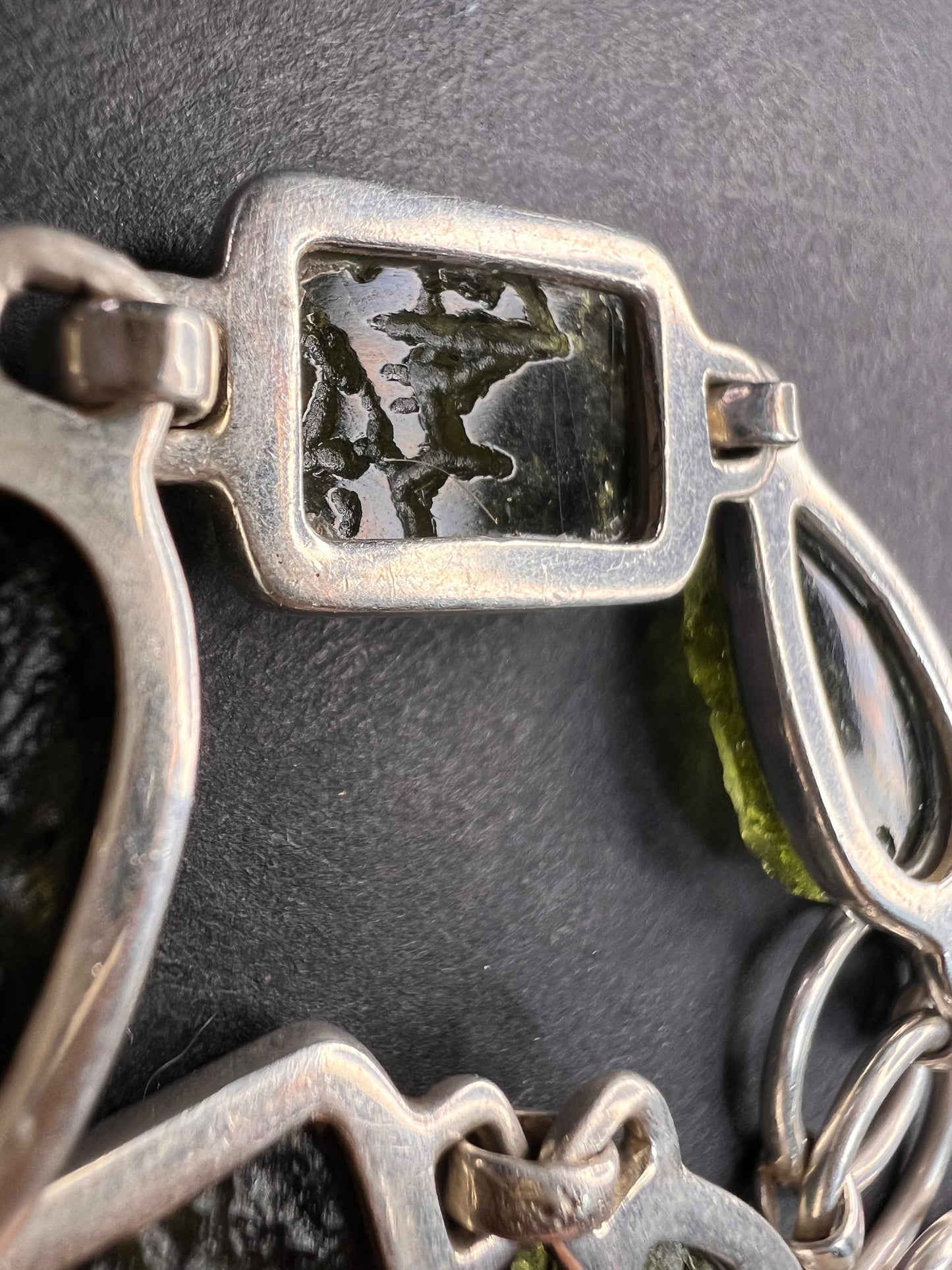 SOLD NEW Moldavite old stock sterling silver toggle bracelet