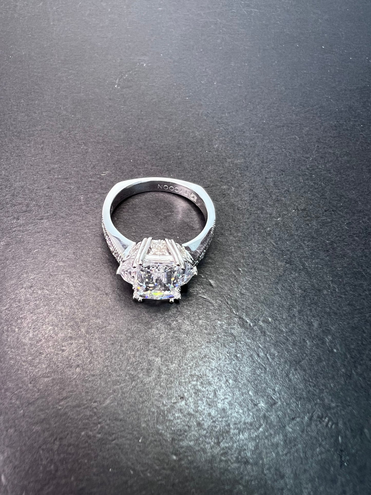 Tycoon designer Cz platinum over silver ring size 9