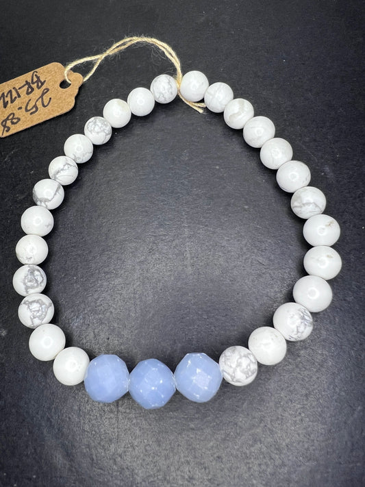 Howlite and Angelite stretch bracelet 7 inch