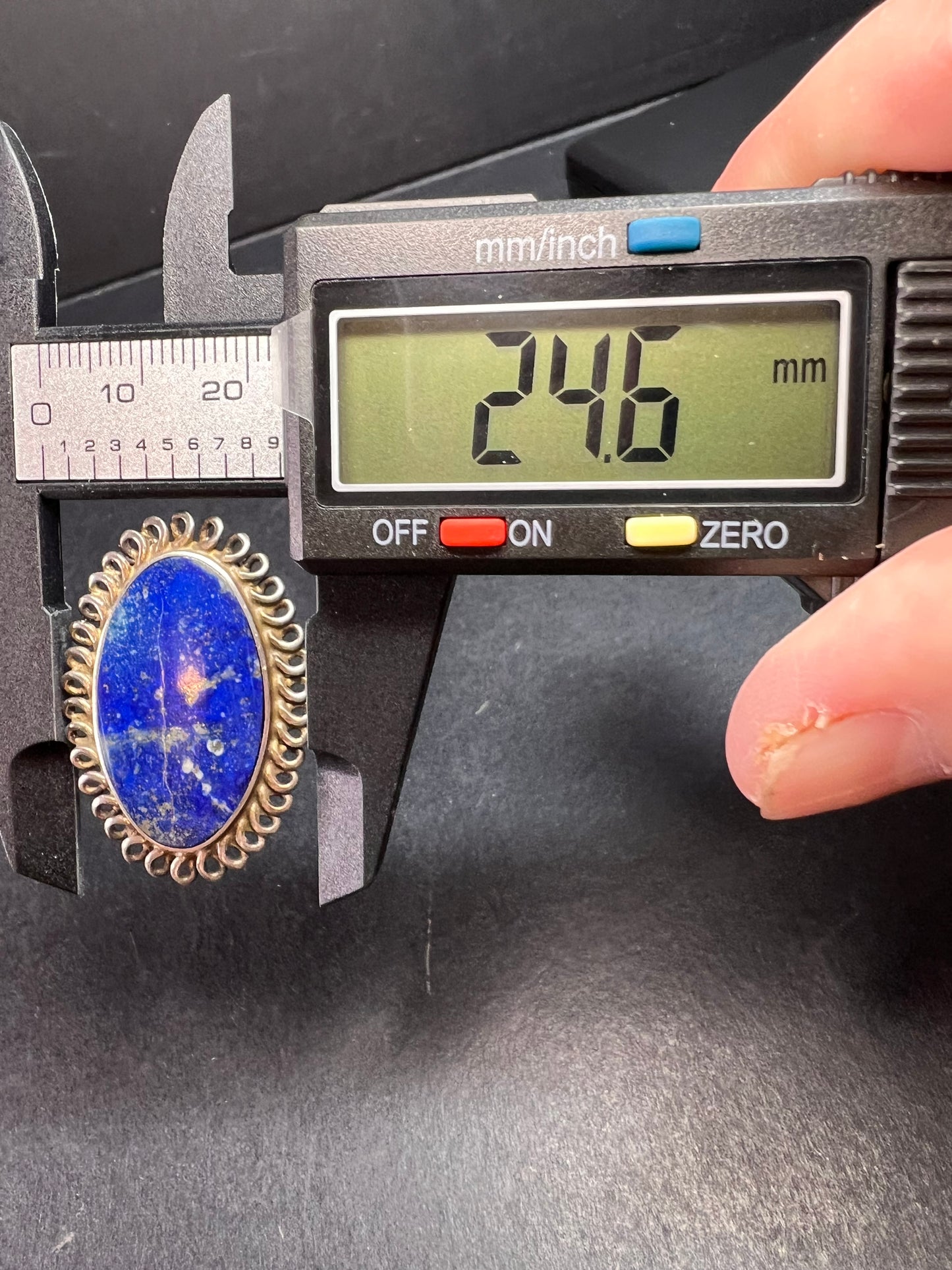 Vintage 950 silver lapis lazuli brooch pin