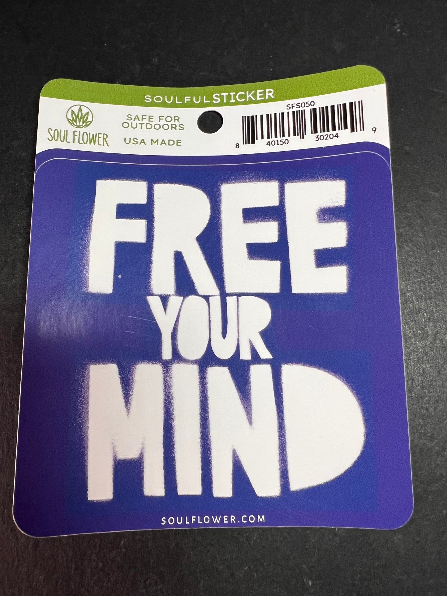 Soul Flower Free Your Mind Sticker – Purple & White – Outdoor Safe Vinyl