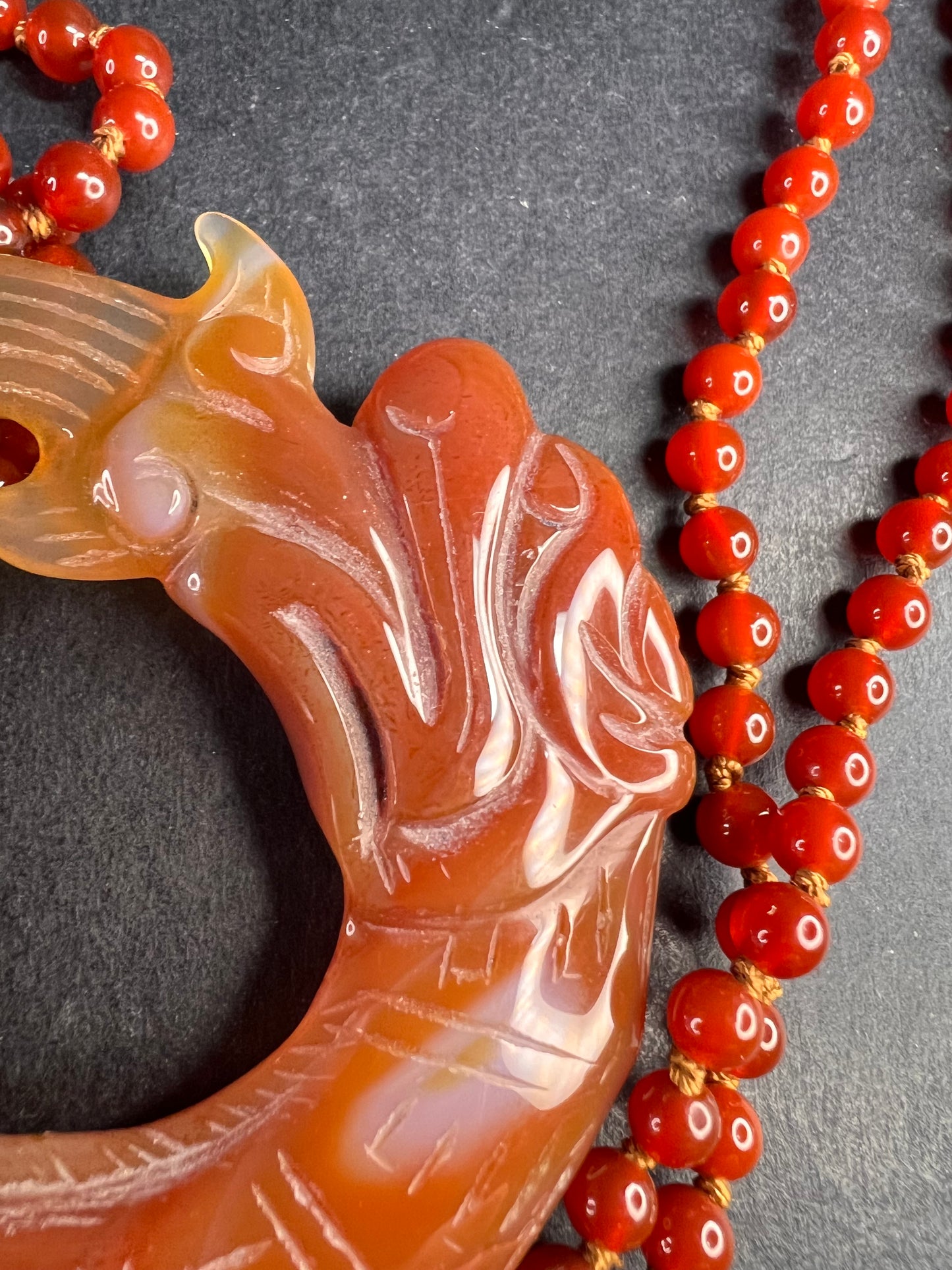 NEW Carnelian dragon pendant 32 inch necklace
