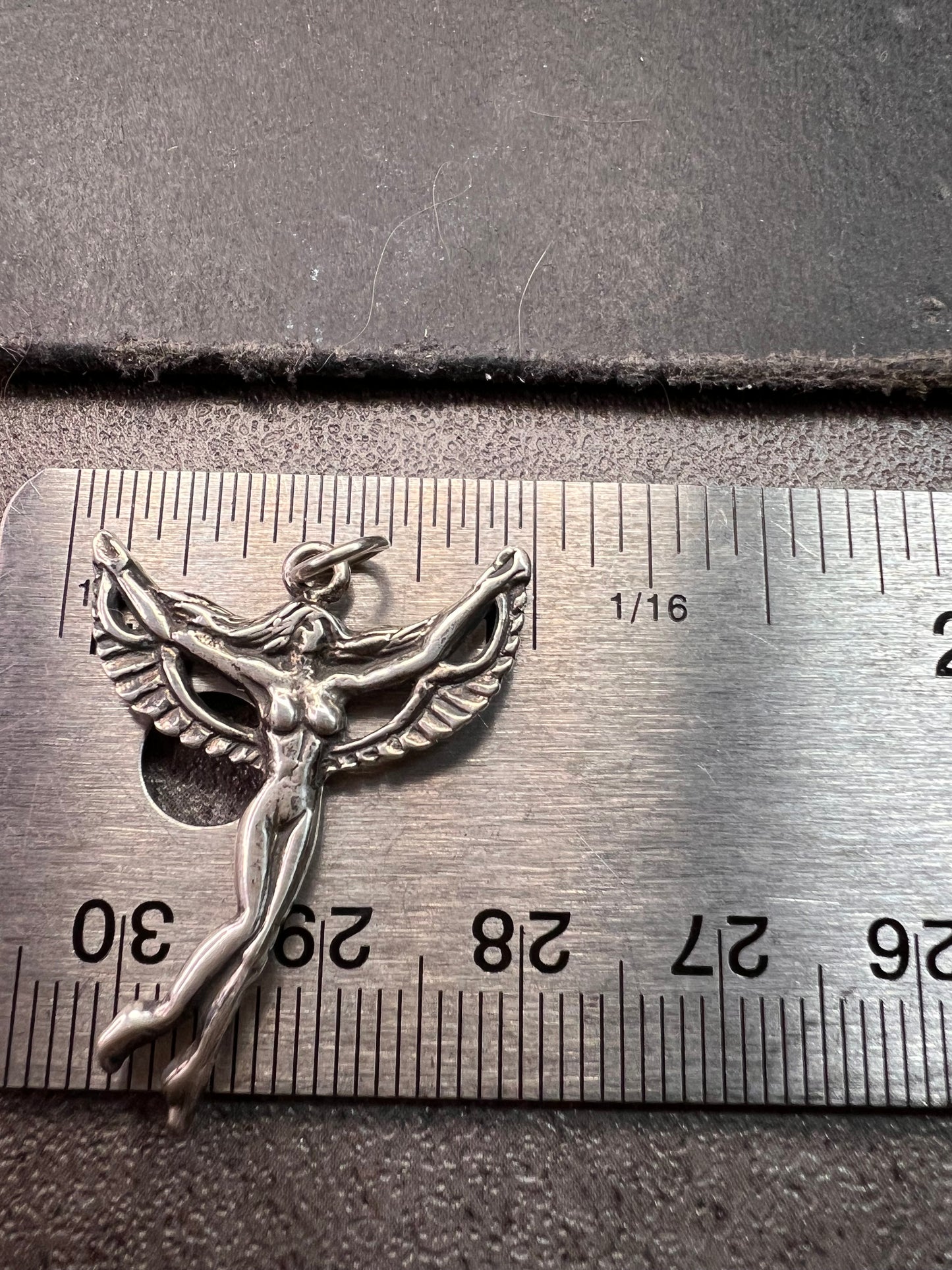 Vintage Sterling Silver Winged Goddess Angel Pendant 2.55g