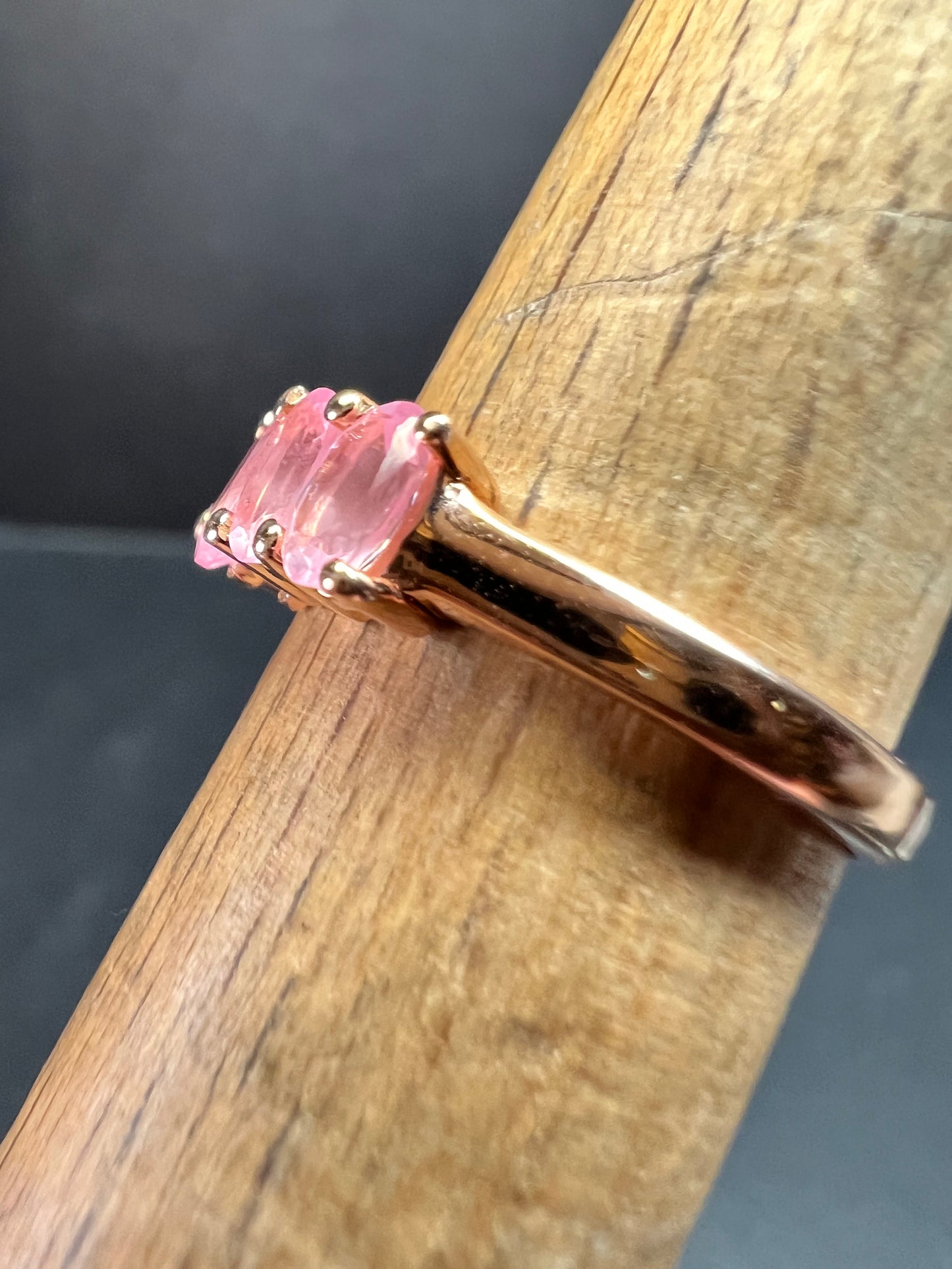 Pink Sapphire 925 Gold Vermeil Ring Size 7