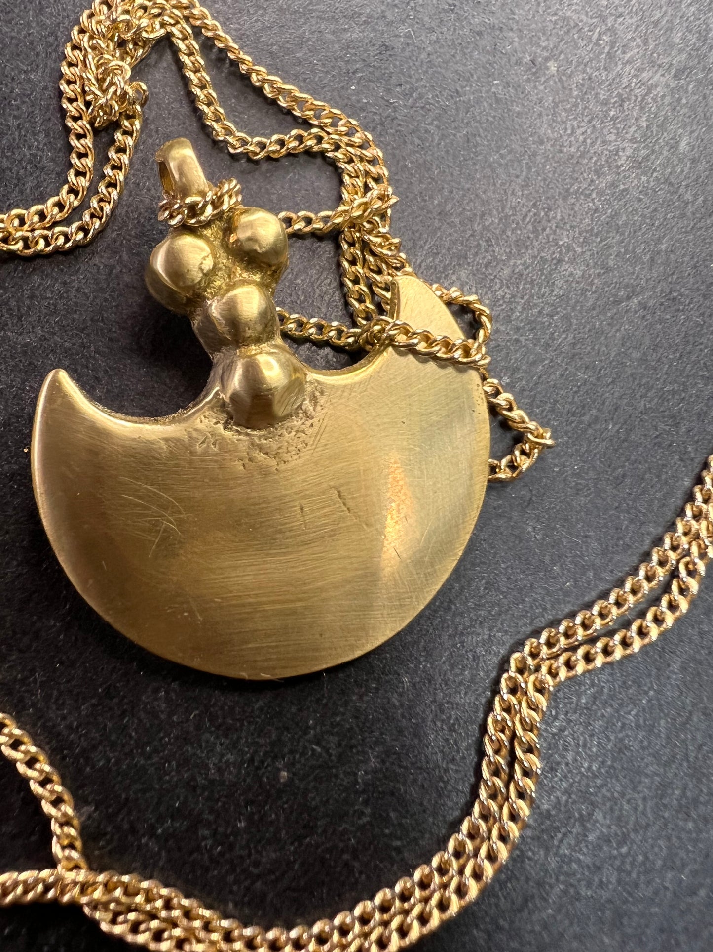 Brass Double Blade Pendant Necklace 18 Inch Artisan Style