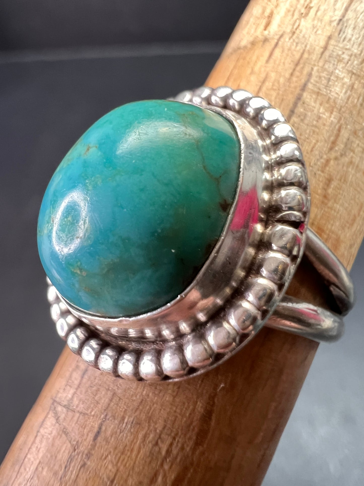 Vintage Handmade Sterling Silver Turquoise Ring – Size 6 – Southwestern Artisan Jewelry