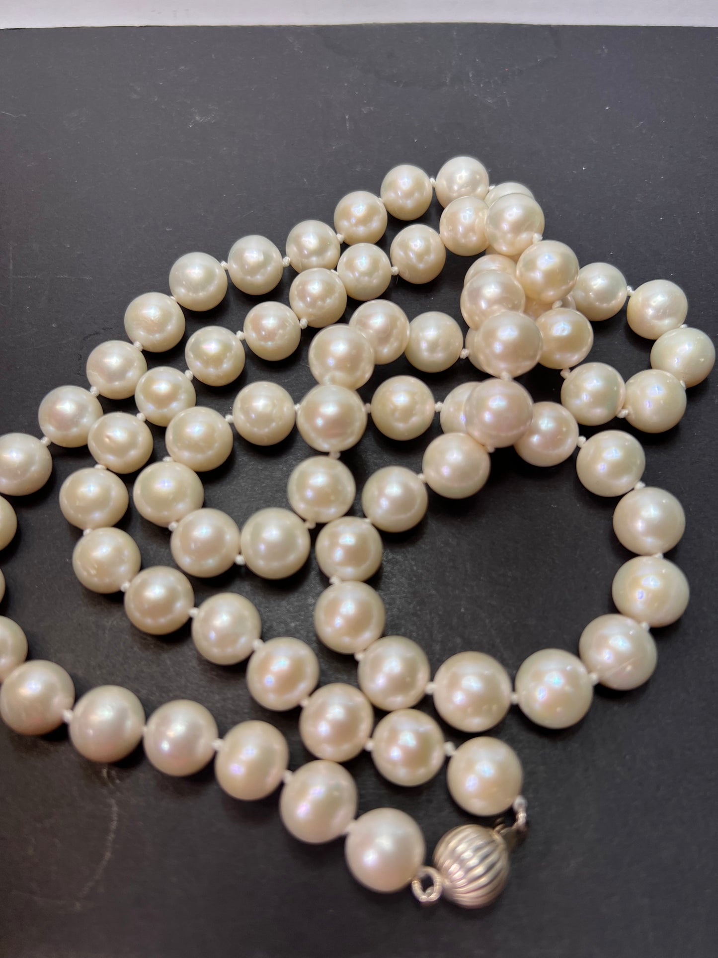 10-11mm white cultured pearl 36 inch necklace with sterling silver clasp