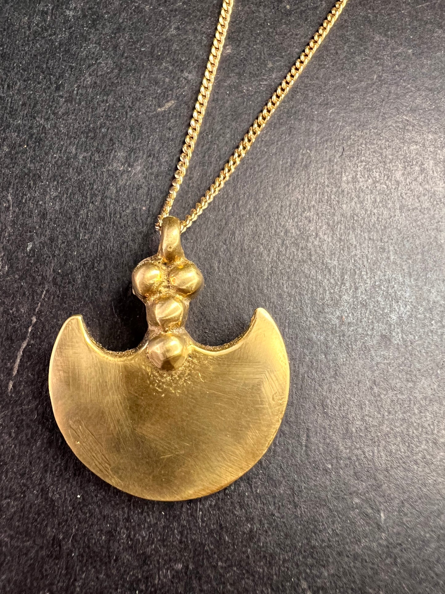 Brass Double Blade Pendant Necklace 18 Inch Artisan Style