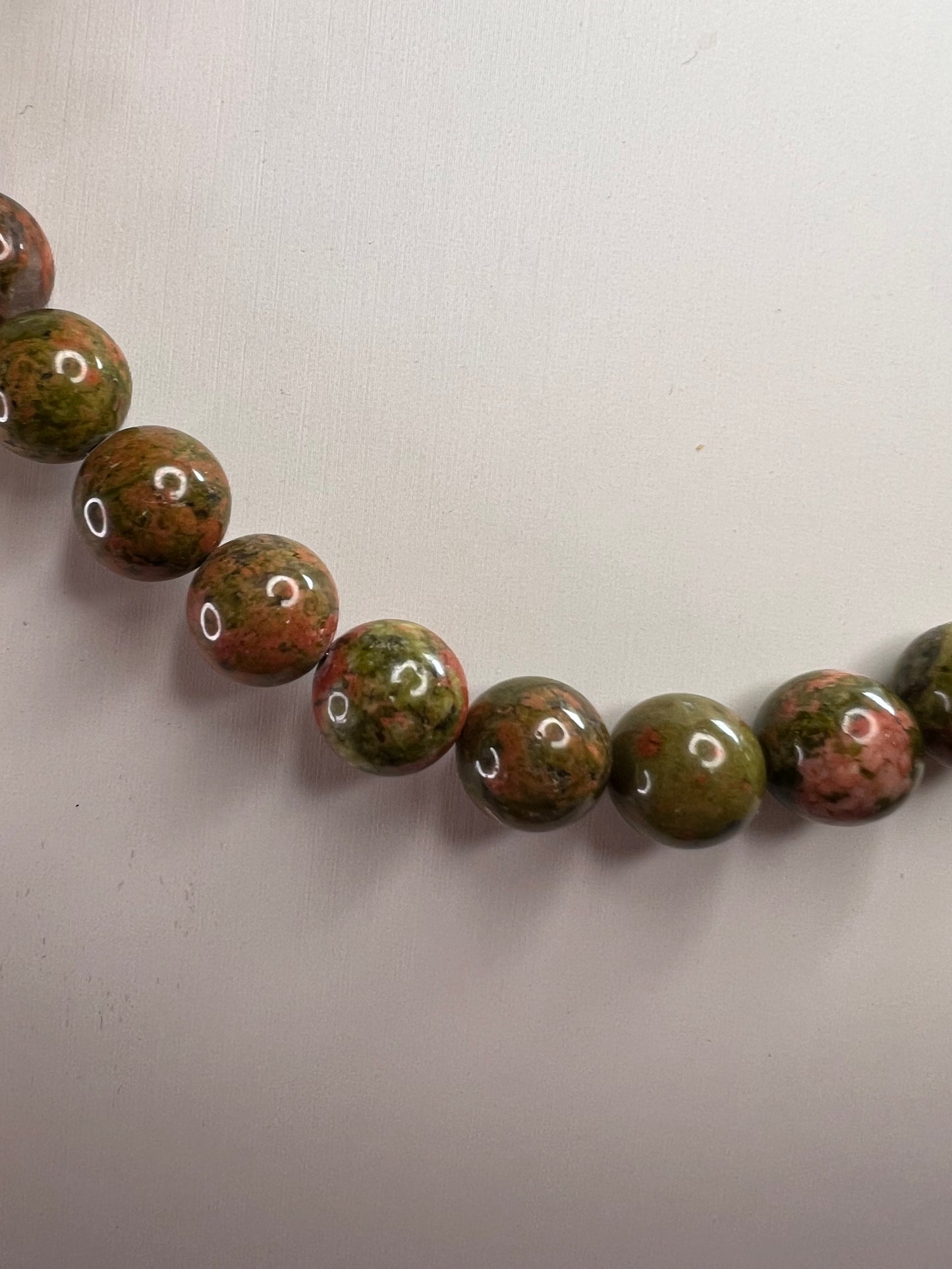 NEW unakite beaded necklace with sterling silver clasp