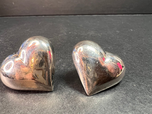 Vintage sterling silver puffy heart earrings
