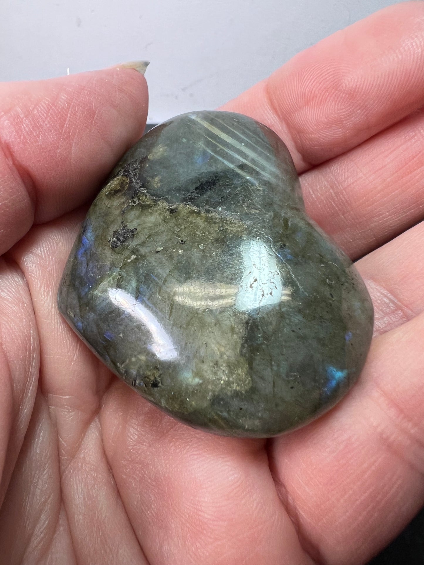 Labradorite heart palm stone