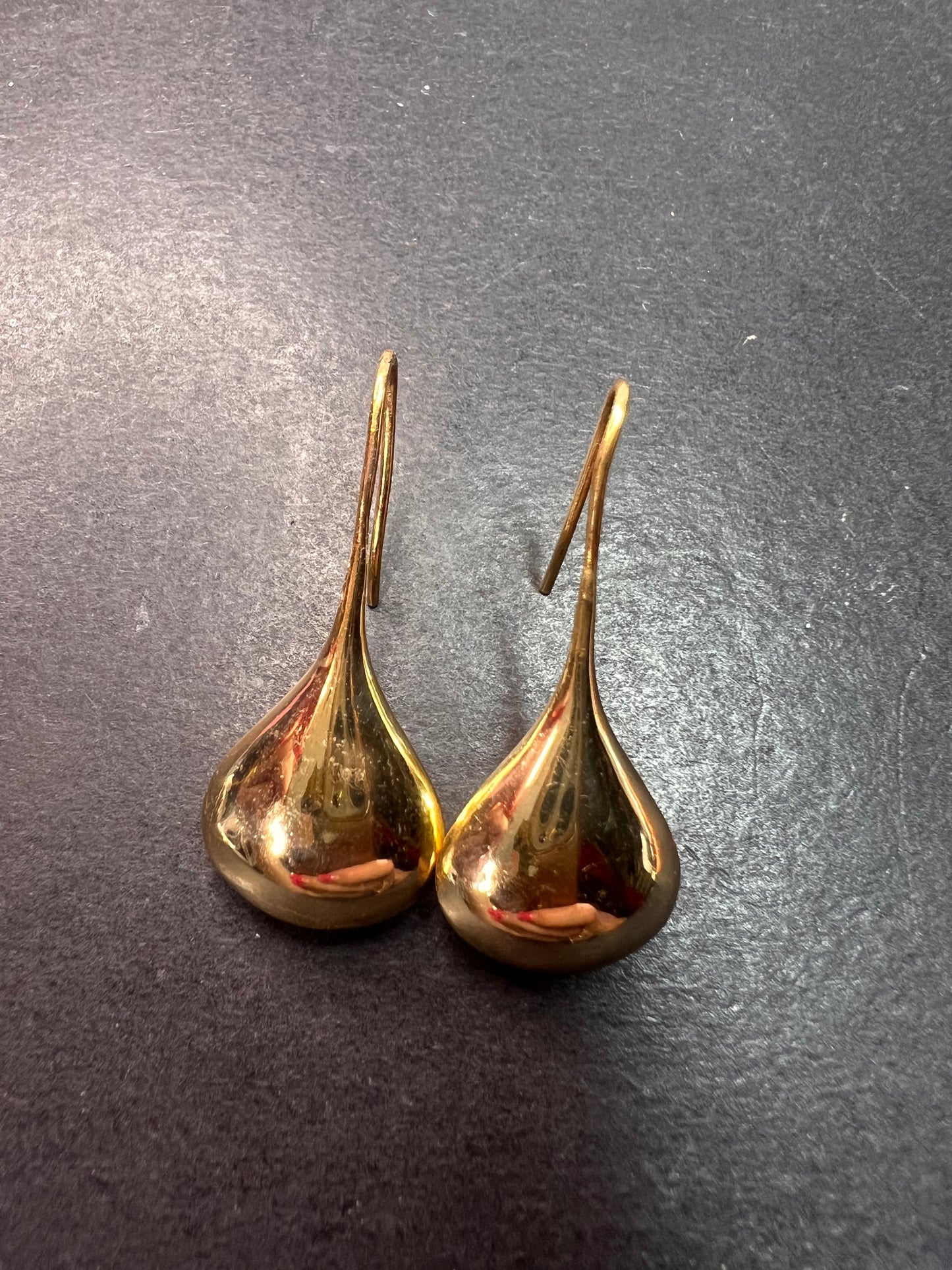 Yellow gold over sterling silver teardrop earrings