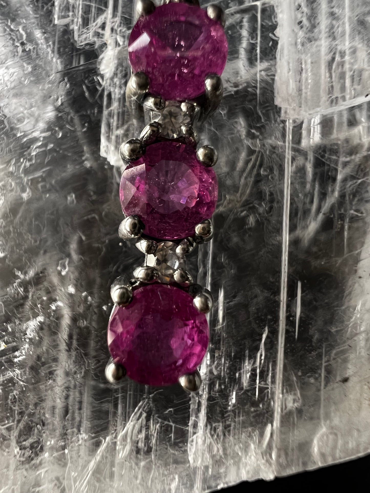 Pink Sapphire & White Topaz Sterling Silver Pendant Necklace 16-18”