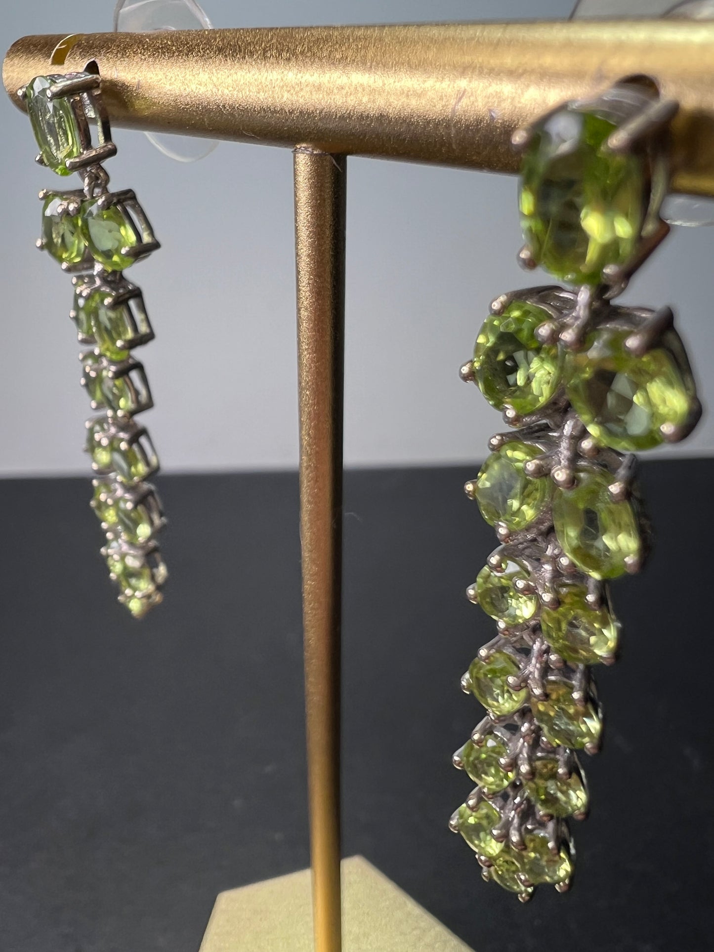 Peridot sterling silver chandelier earrings