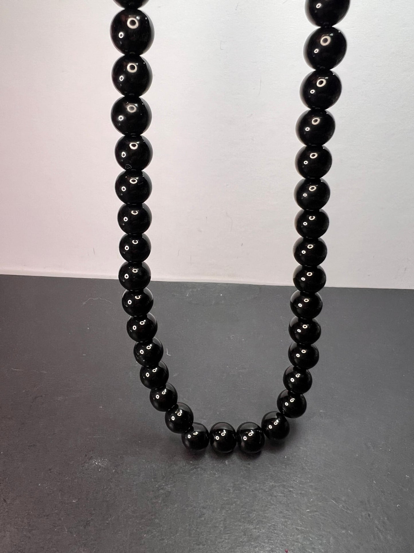 10mm Black Onyx necklace with sterling silver clasp *NEW*