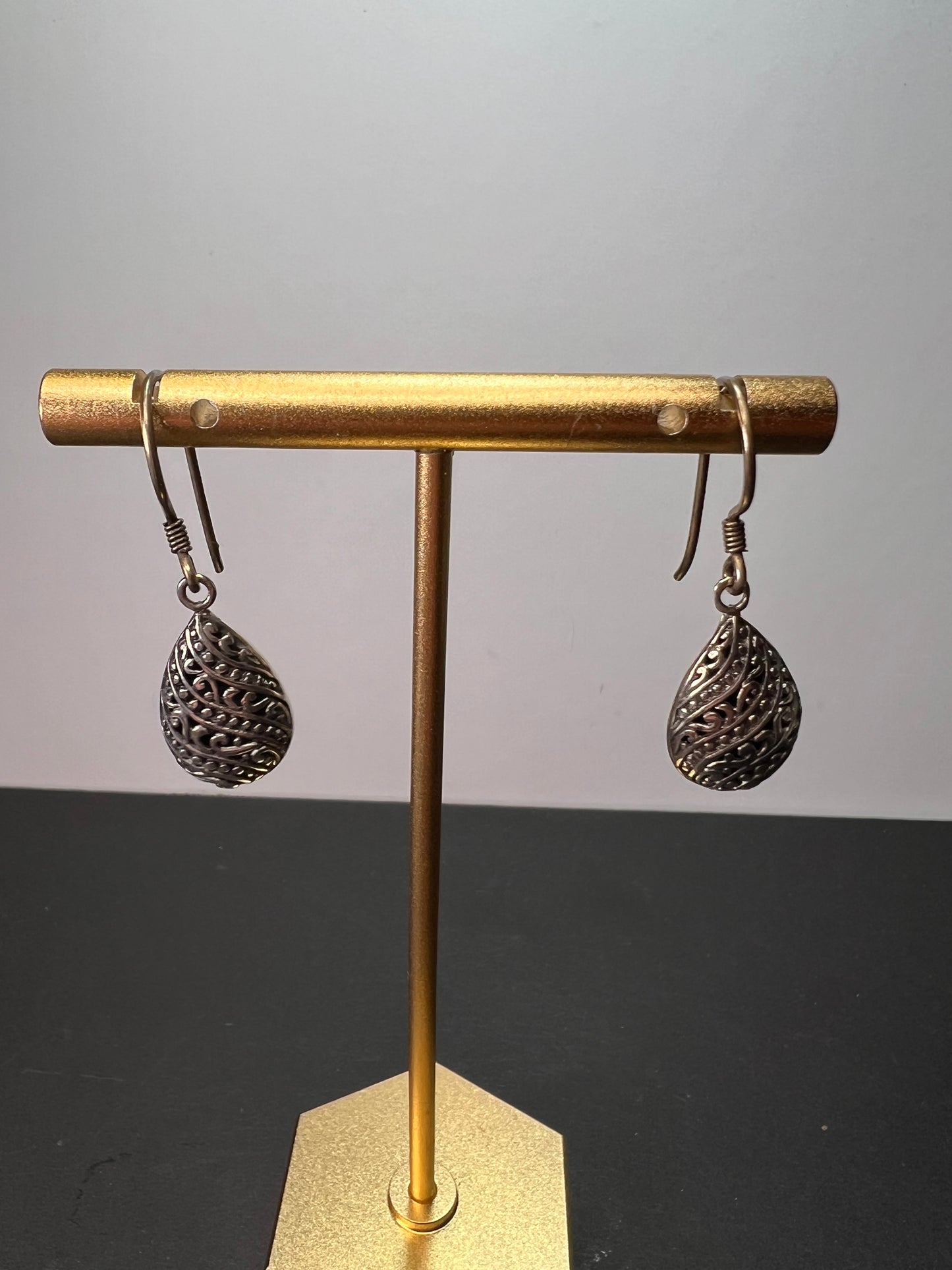 Bali style sterling silver dangle earrings