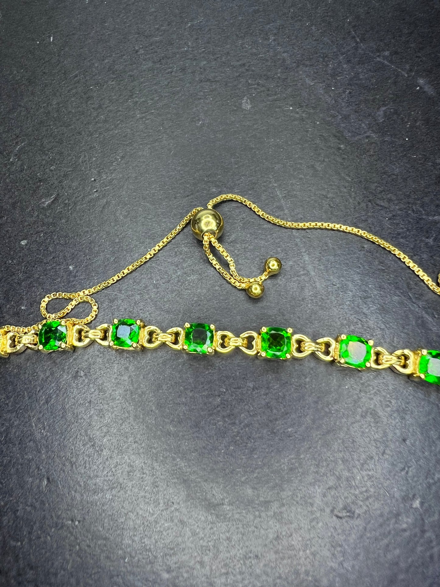 18k gold over sterling chrome diopside bolo bracelet