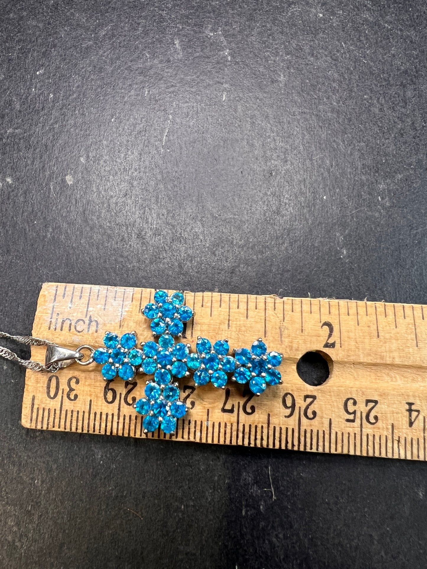 Neon Blue Apatite Rhodium Over Sterling Silver Cross Pendant With Chain 3.25ctw