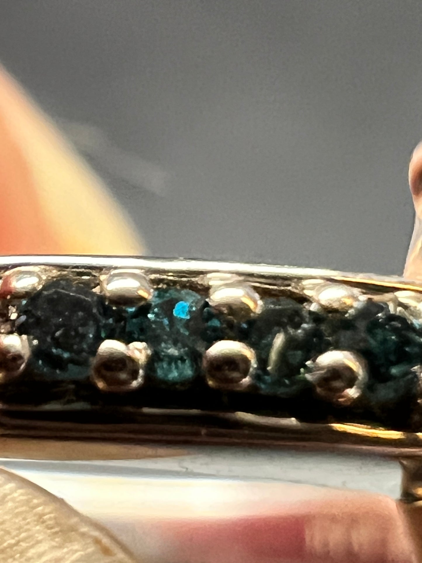 Sterling Silver Turquoise Ring with Blue Diamond Accents Size 6