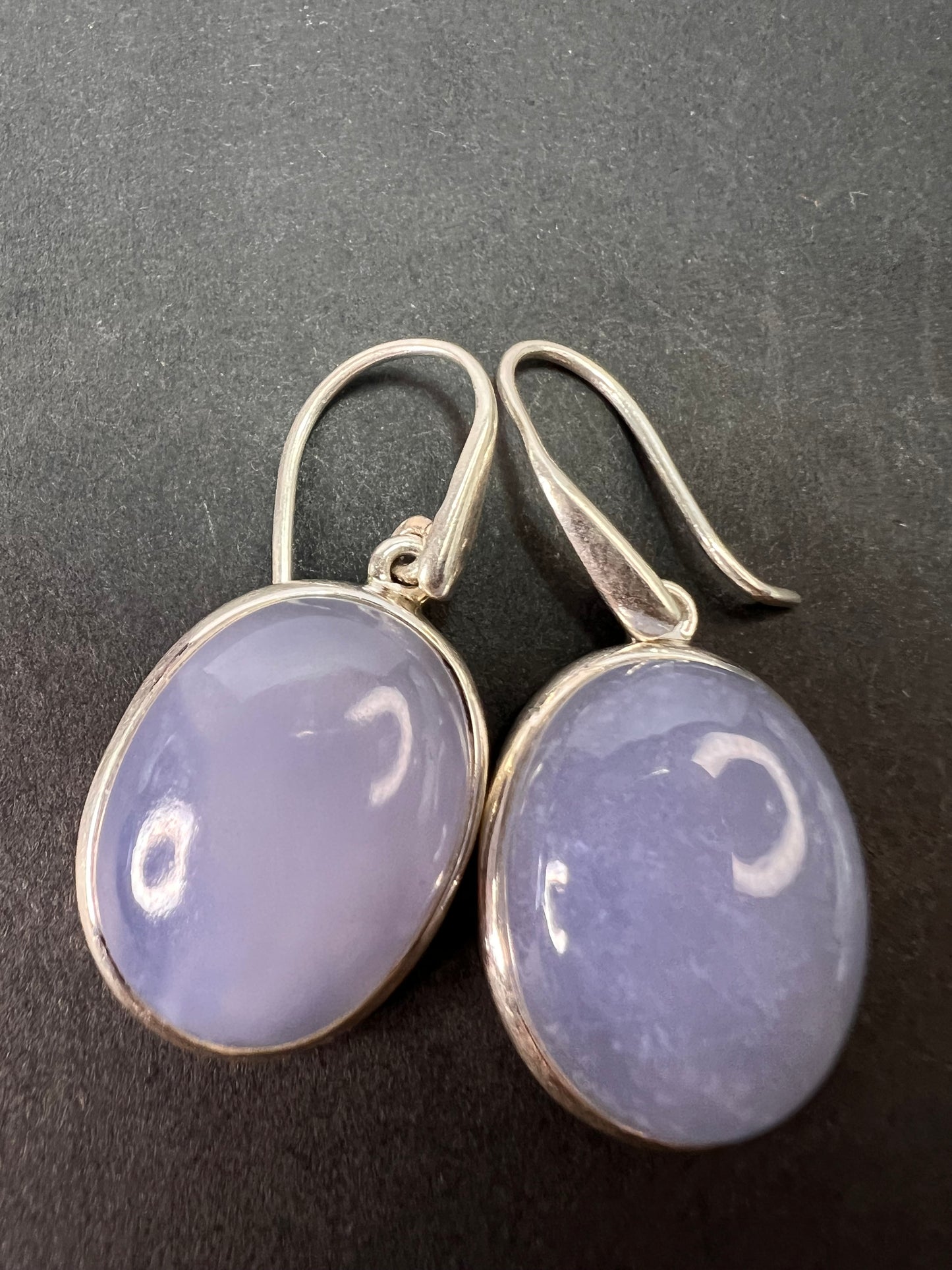 NEW blue chalcedony sterling silver dangle earrings 10.88 grams