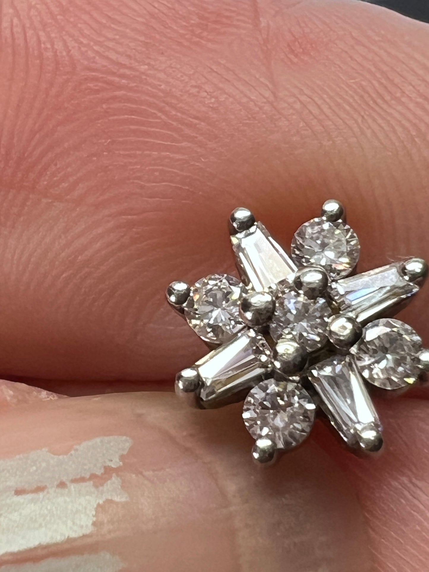 Starburst / snowflake CZ Sterling stud earrings